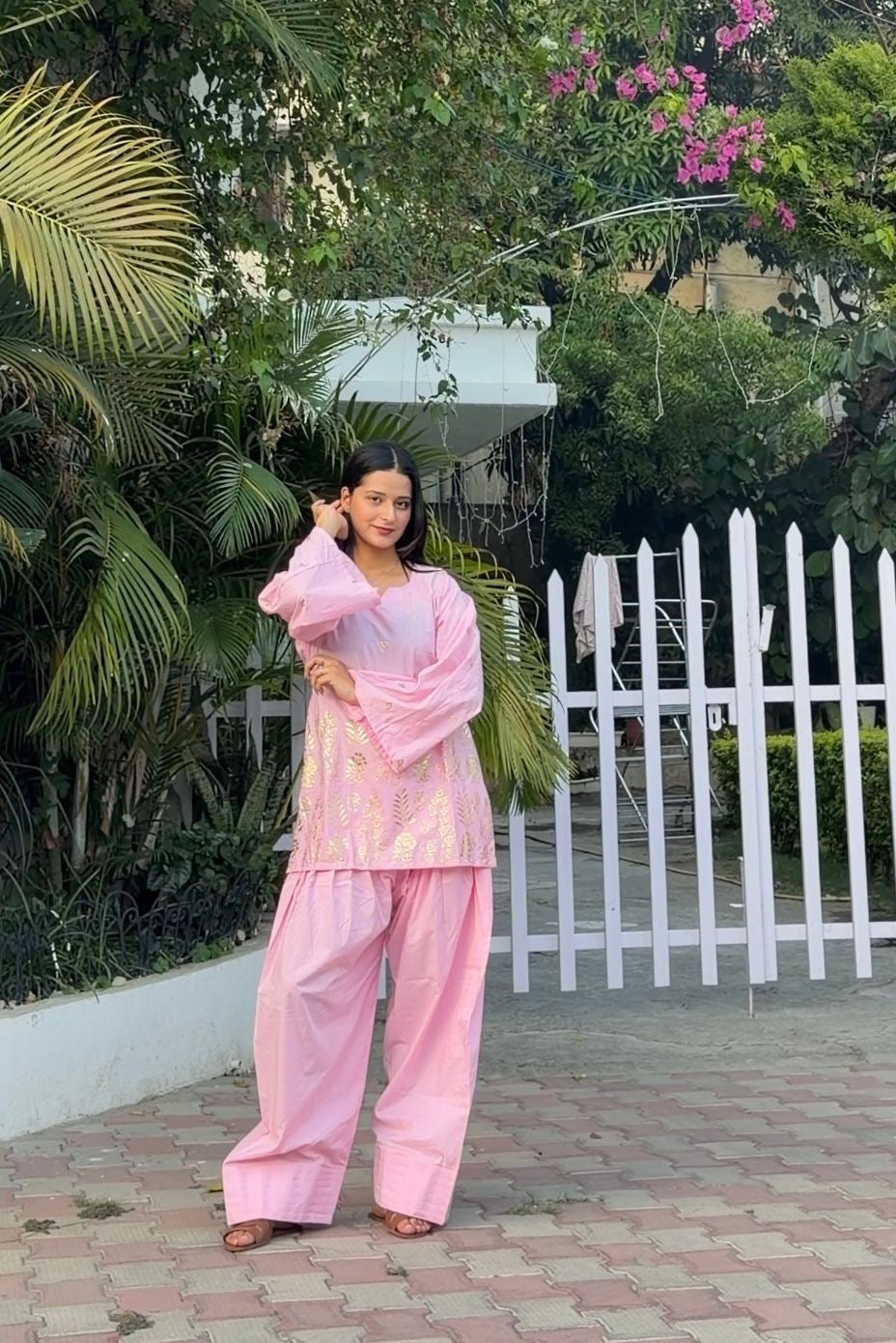 Pink Almond Farshi Salwar Set