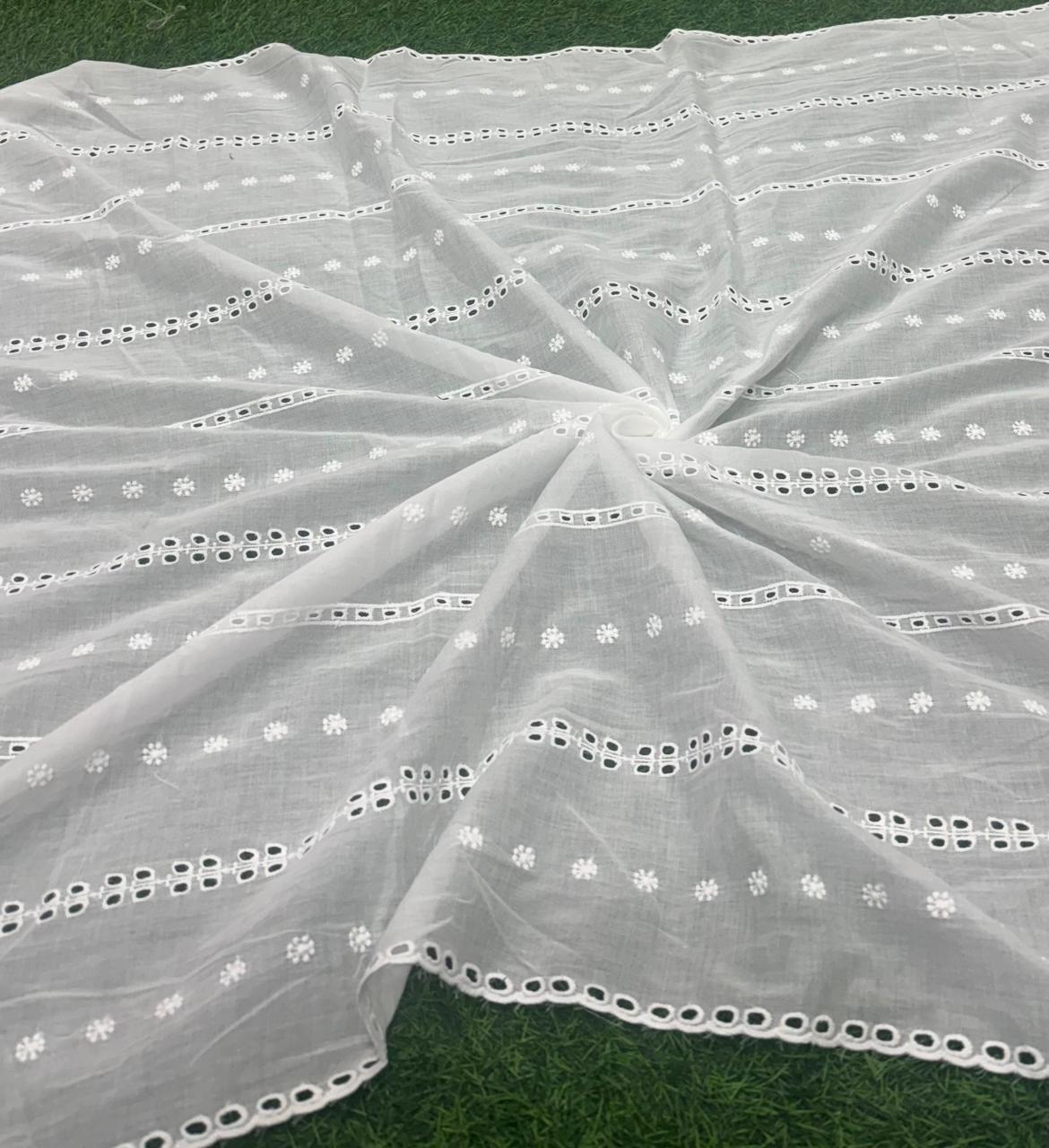White Dyeable Embroidered Dupatta