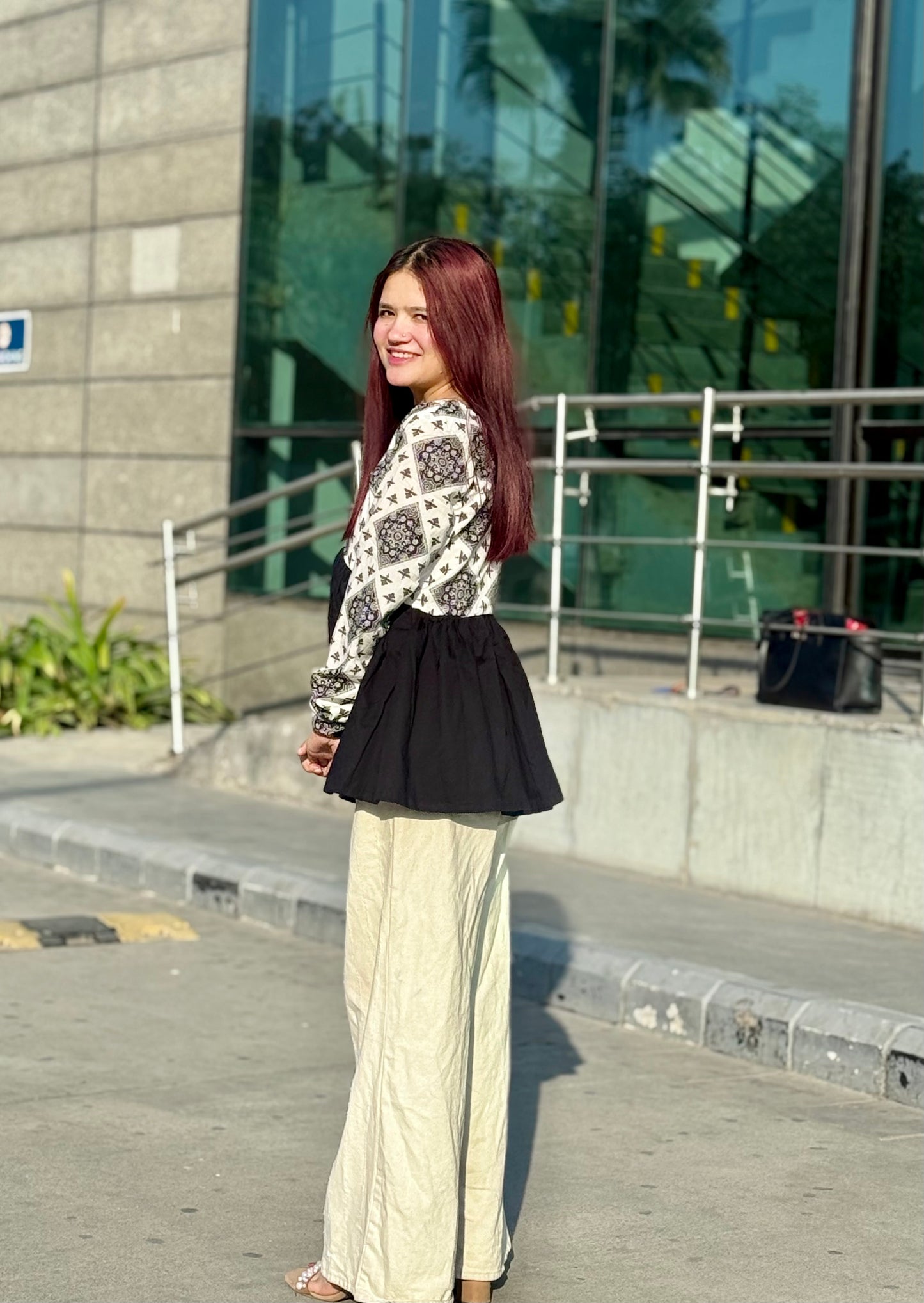 Kaia Contrast Peplum Kurti