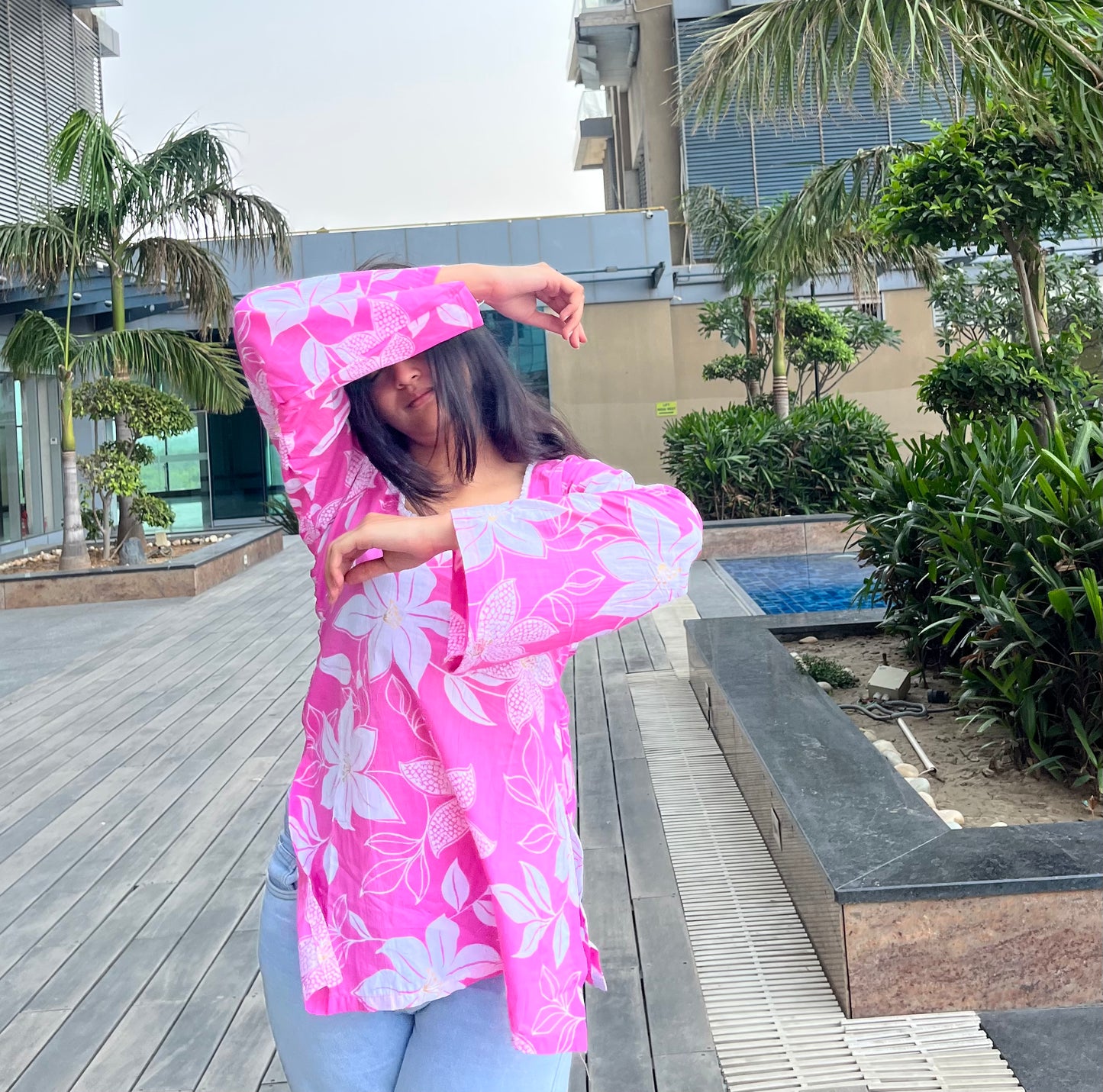 Cherry Blossom Straight Short Kurti