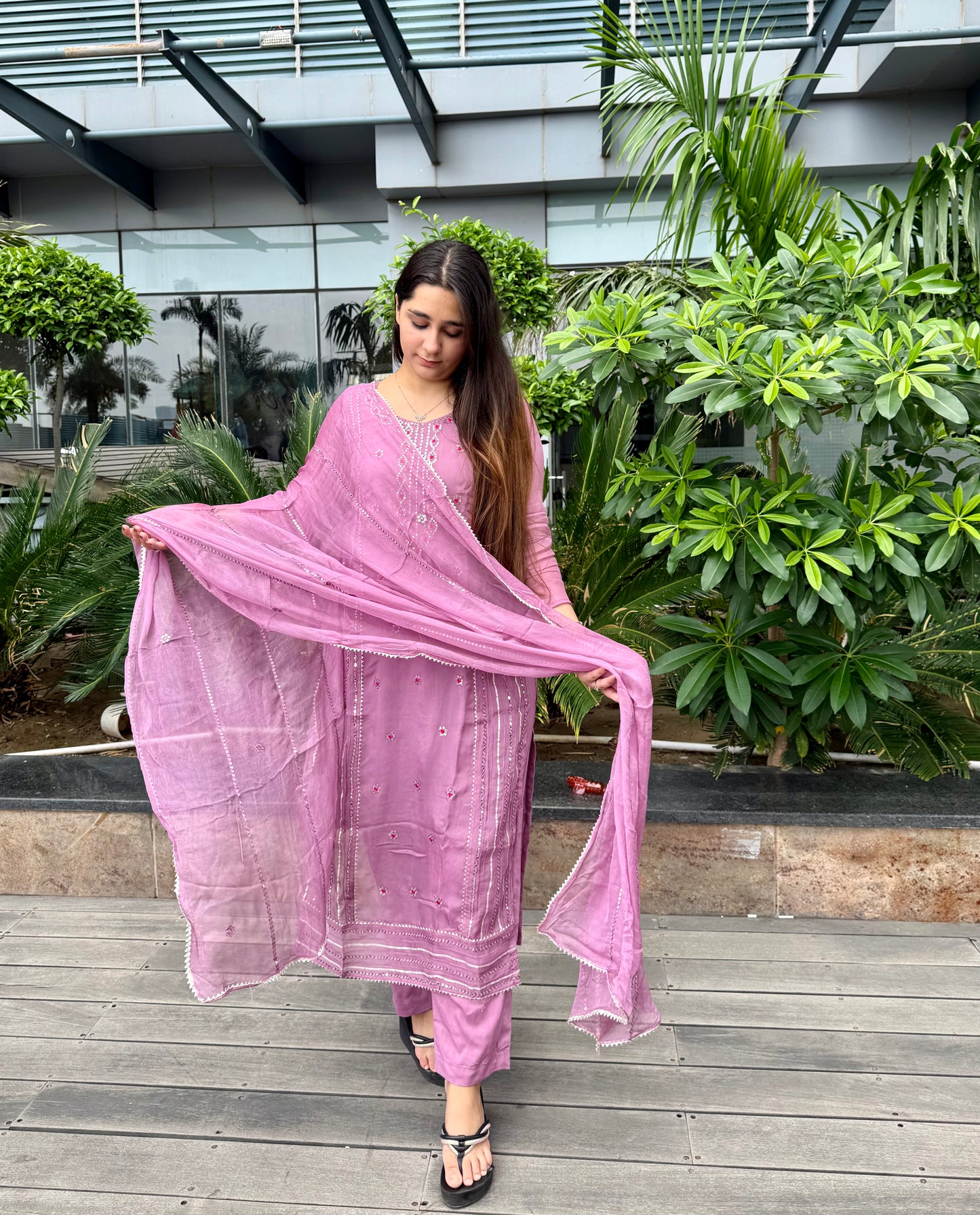 Purple Handwork Suit Set