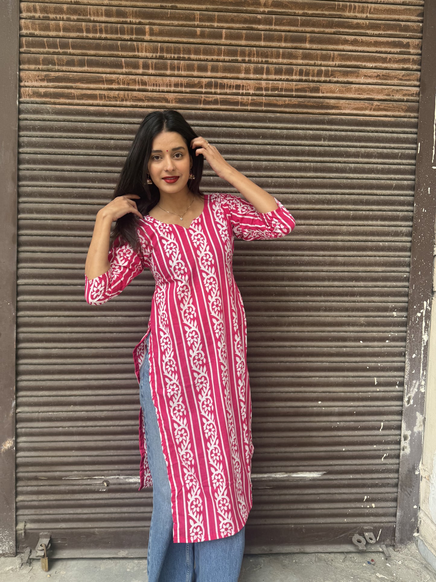 Dark Pink Long Kurti