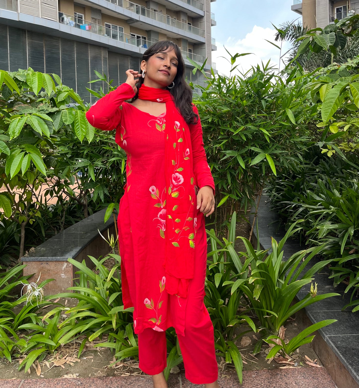 Handpainted Red Suit Set
