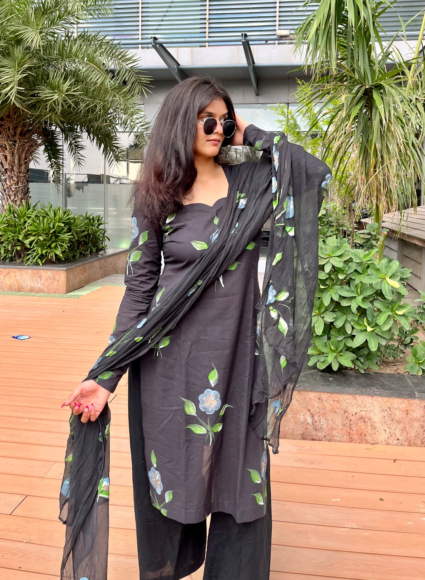 Handpainted Black Suit Set