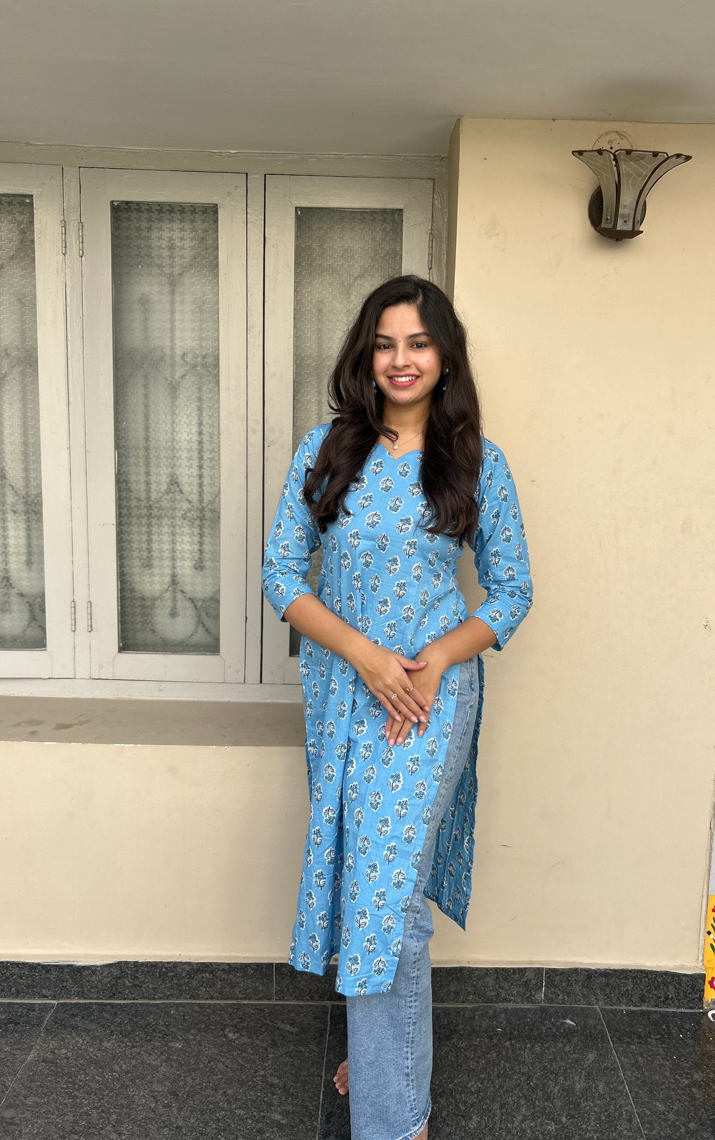 Sky Blue Long Kurti