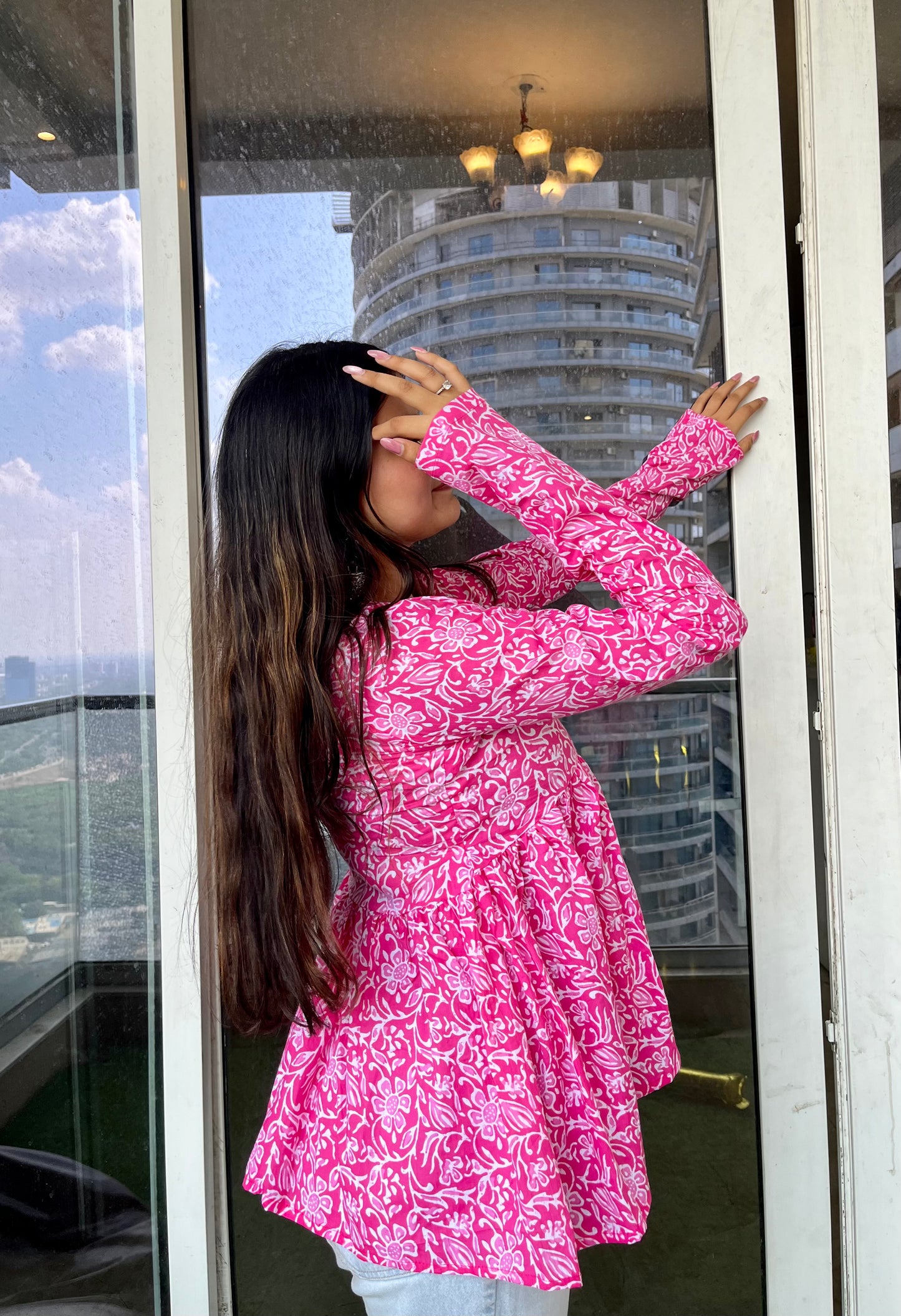 Pink Beauty Peplum Short Kurti