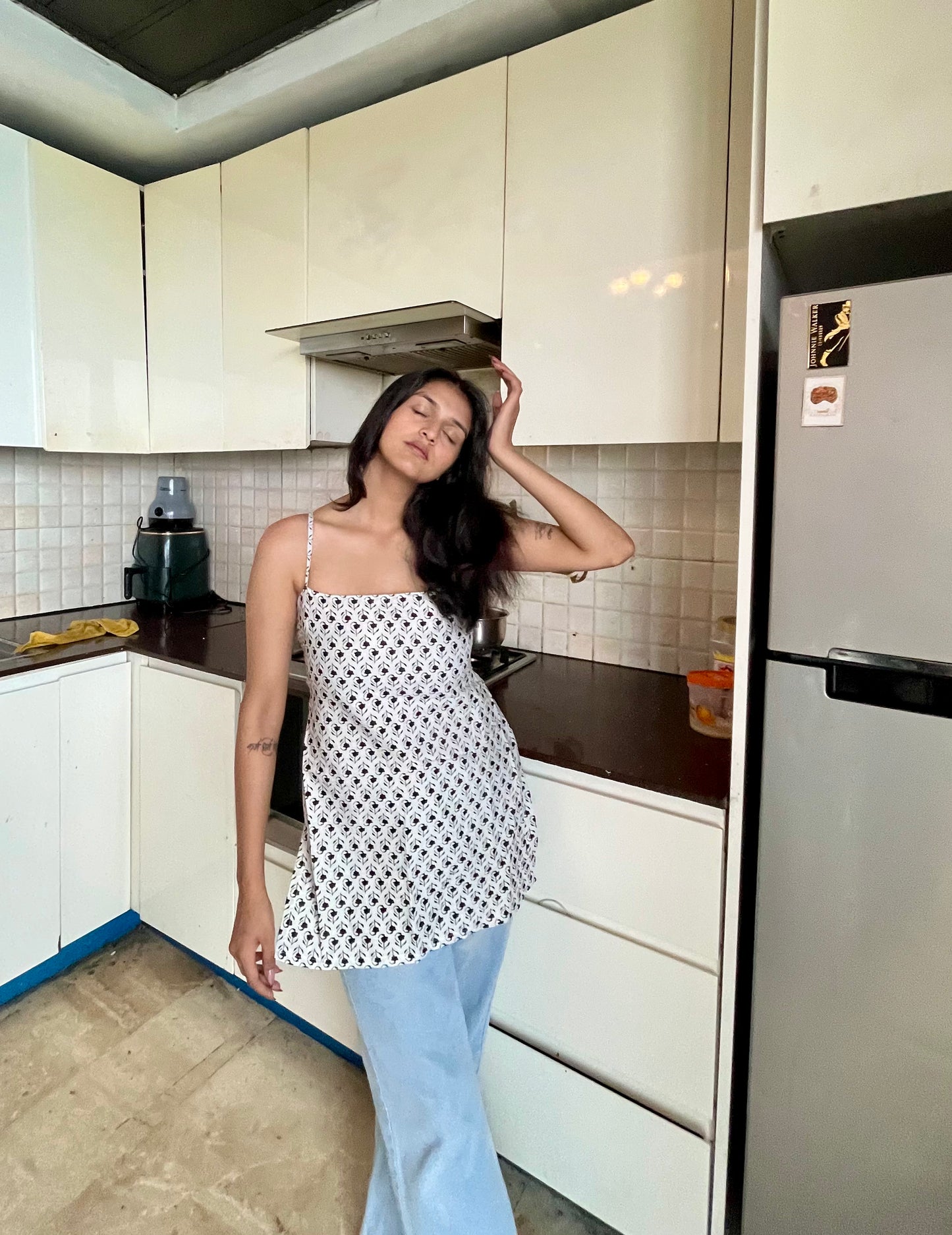 White Era Backless Straight Short Kurti