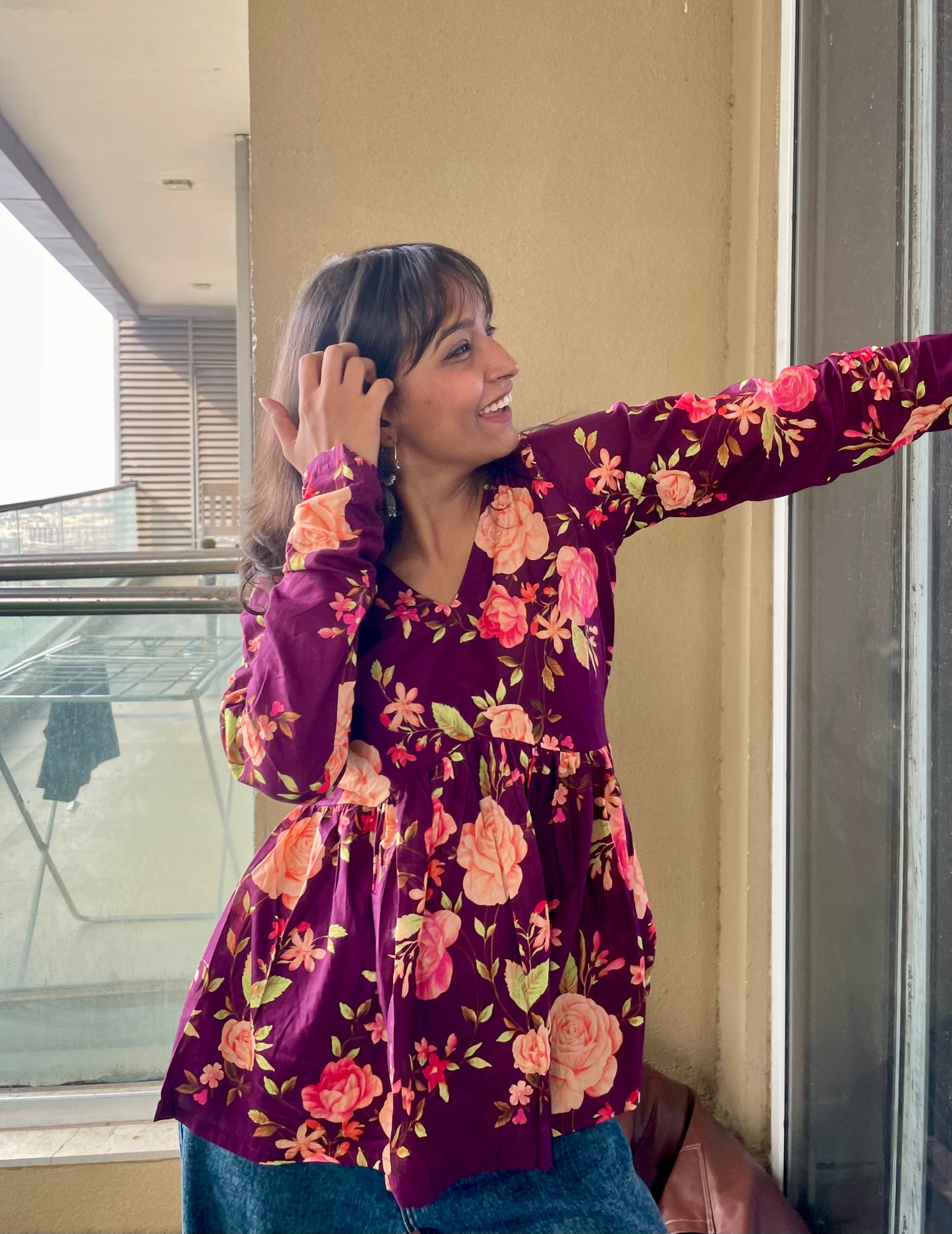 Bouquet Peplum Short Kurti