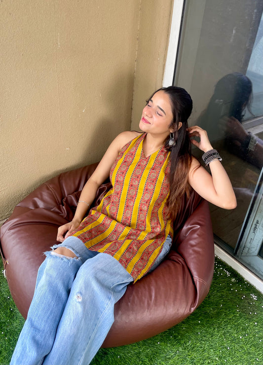 Warmth Halter Neck Backless Kurti