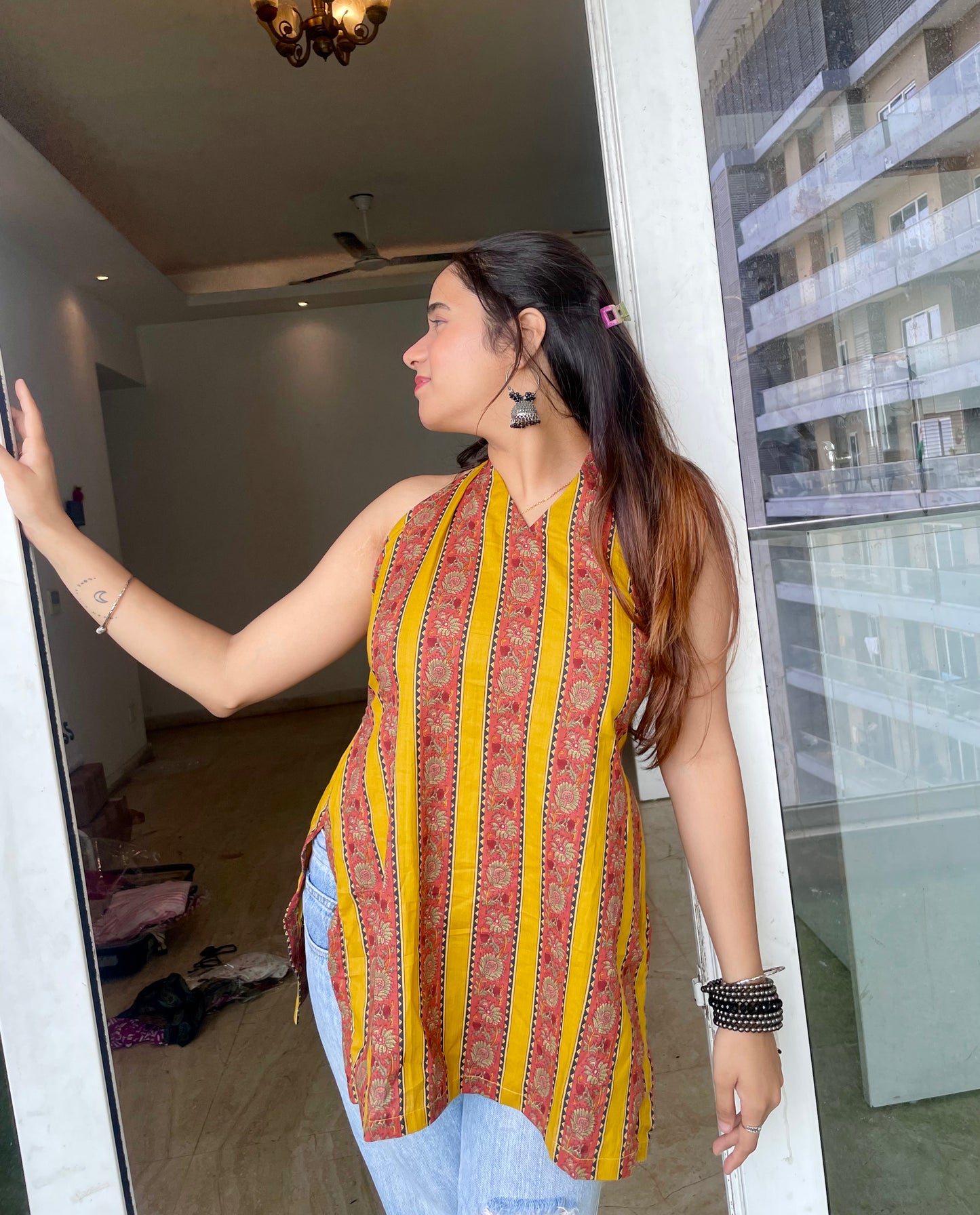 Warmth Halter Neck Backless Kurti