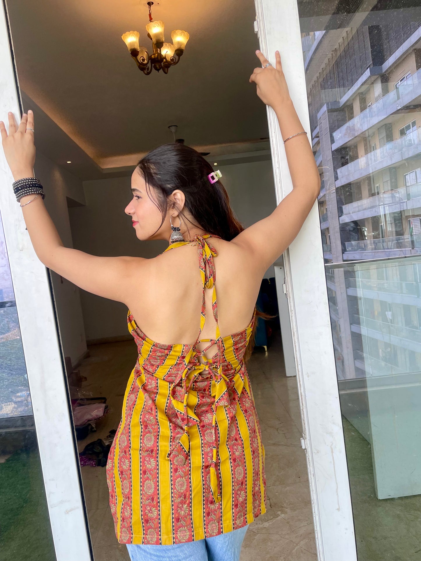 Warmth Halter Neck Backless Kurti