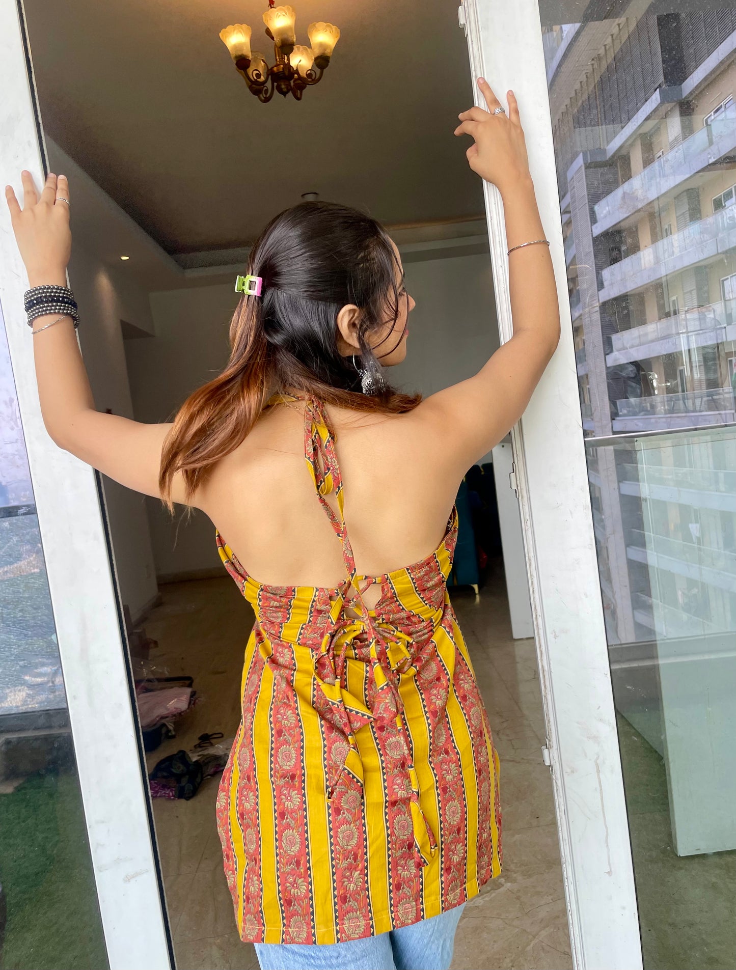 Warmth Halter Neck Backless Kurti