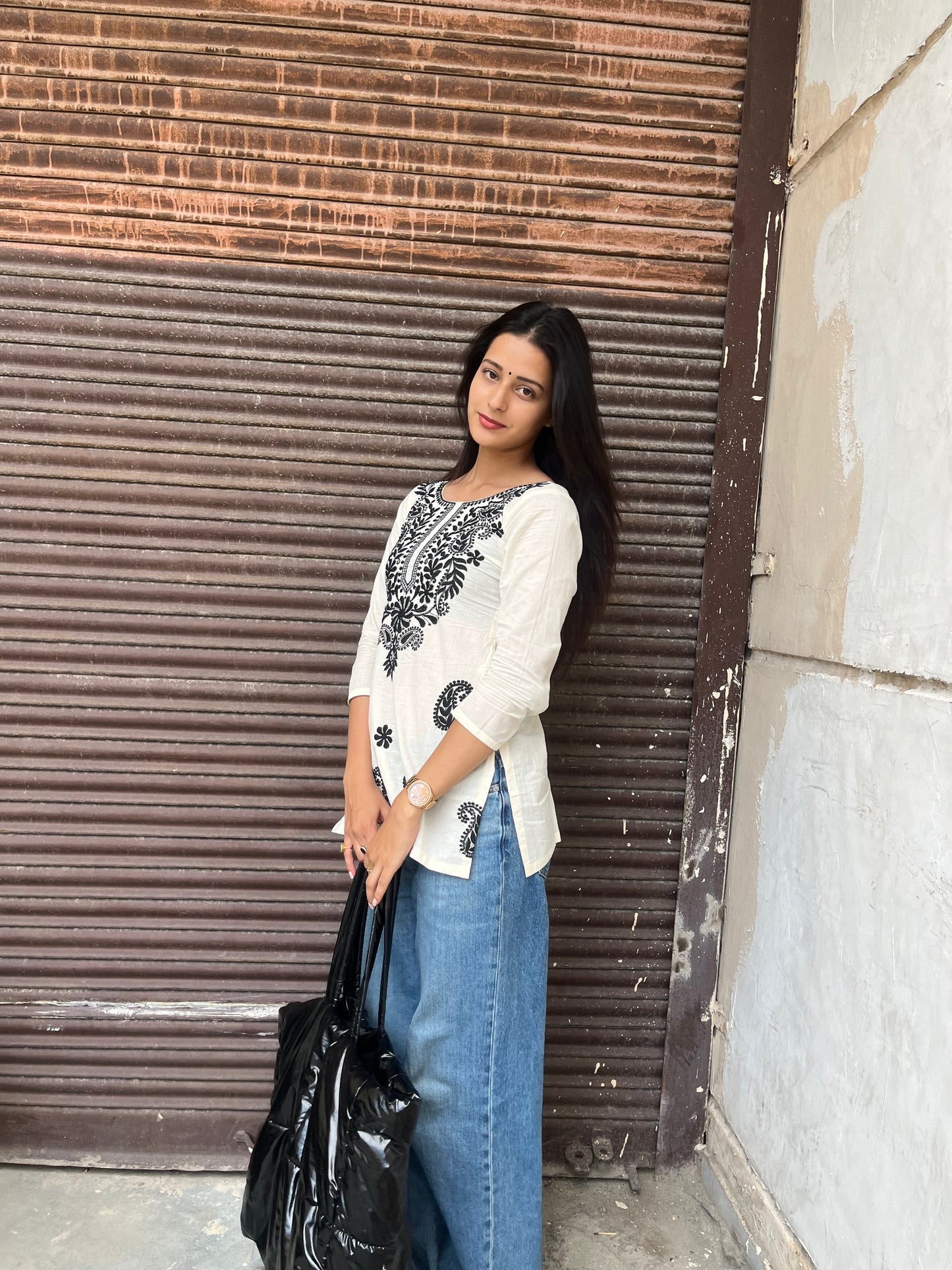 Black & White Chikankari Kurti