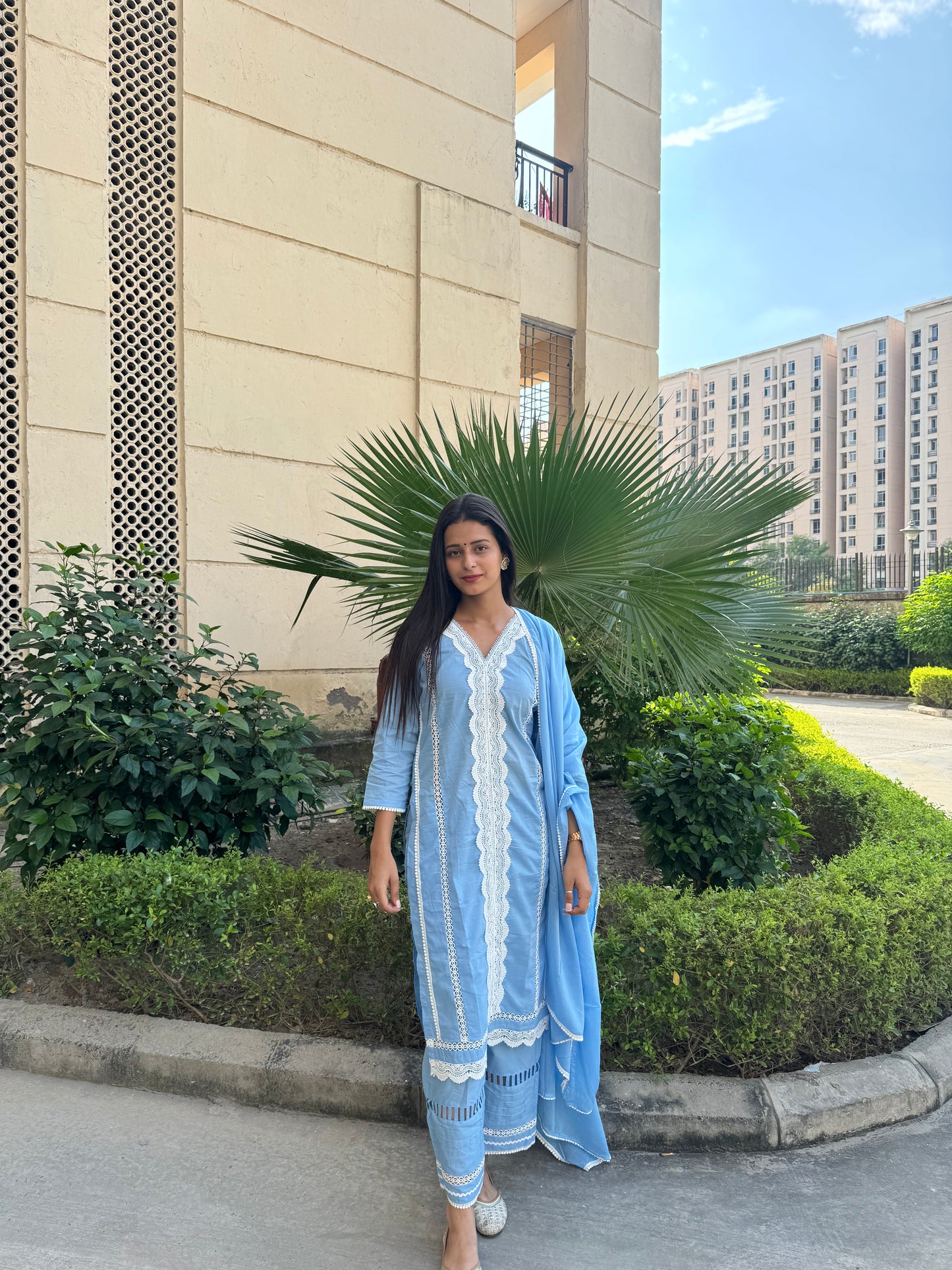 Banni Blue Straight Kurta Set