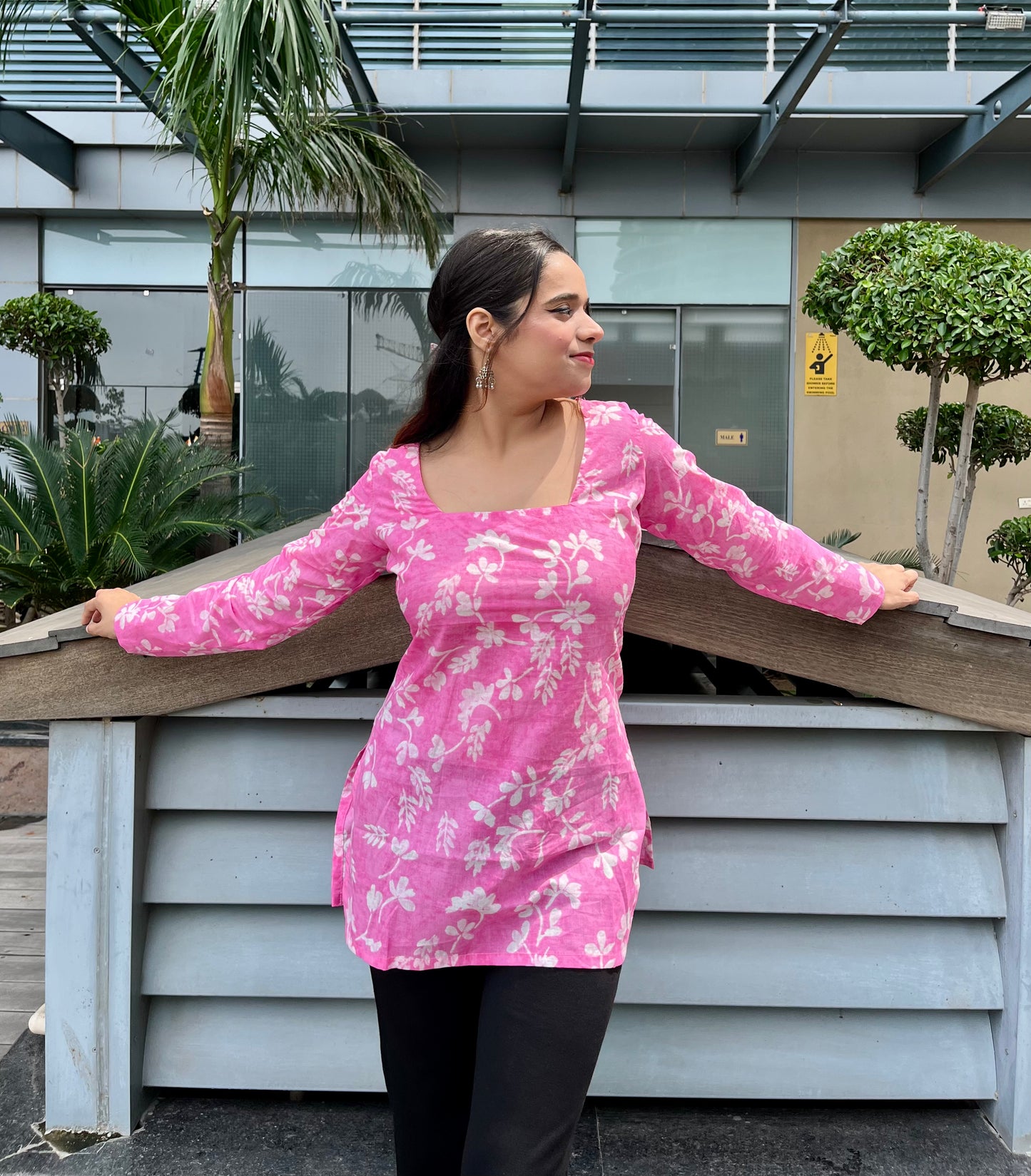 Candy pink Corset Short Kurti