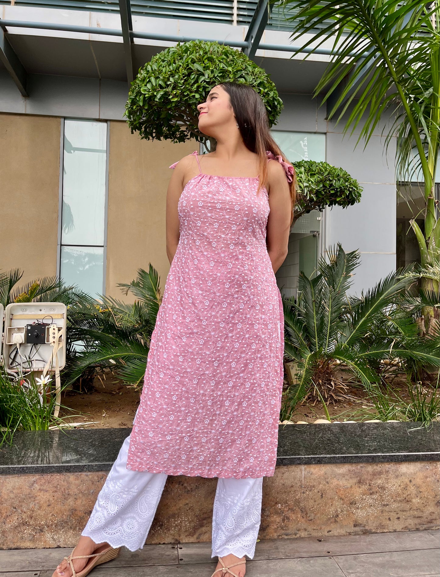 Pink Mist Embroidered Co ords set