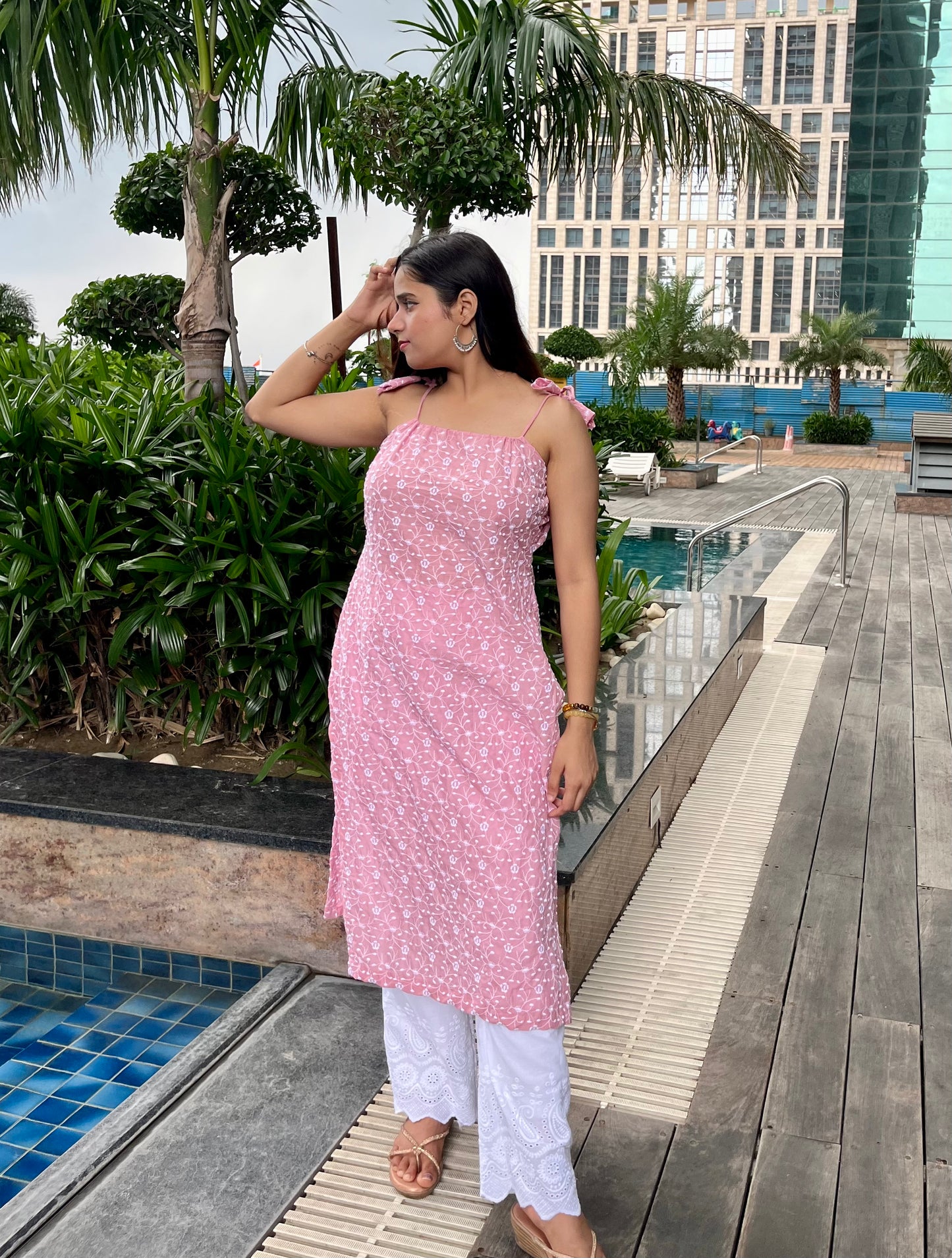 Pink Mist Embroidered Kurti