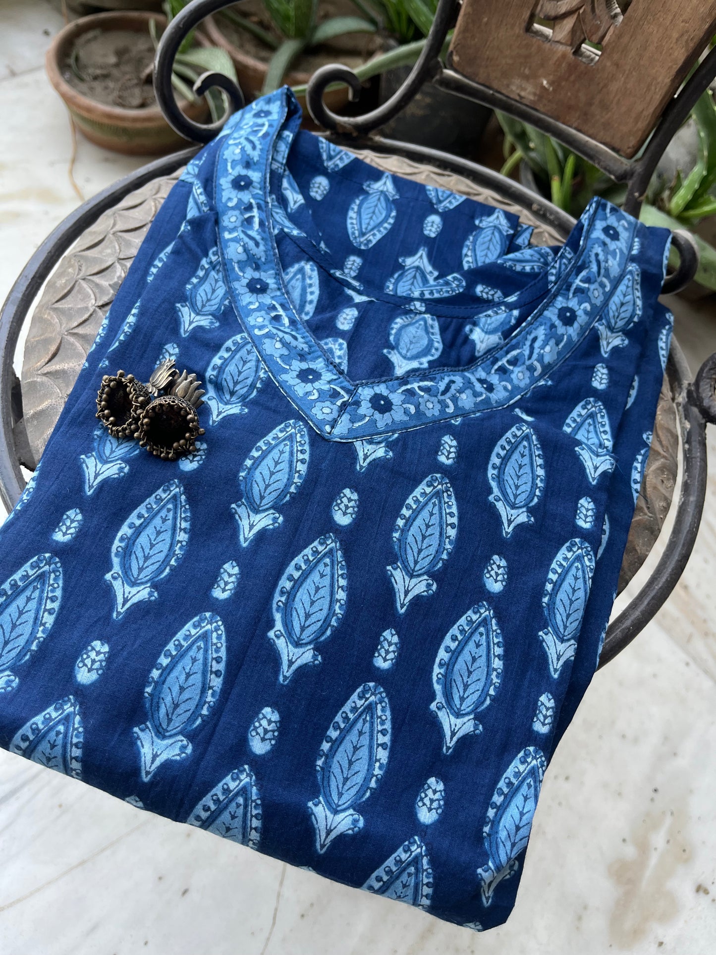 Indigo straight fir short kurti