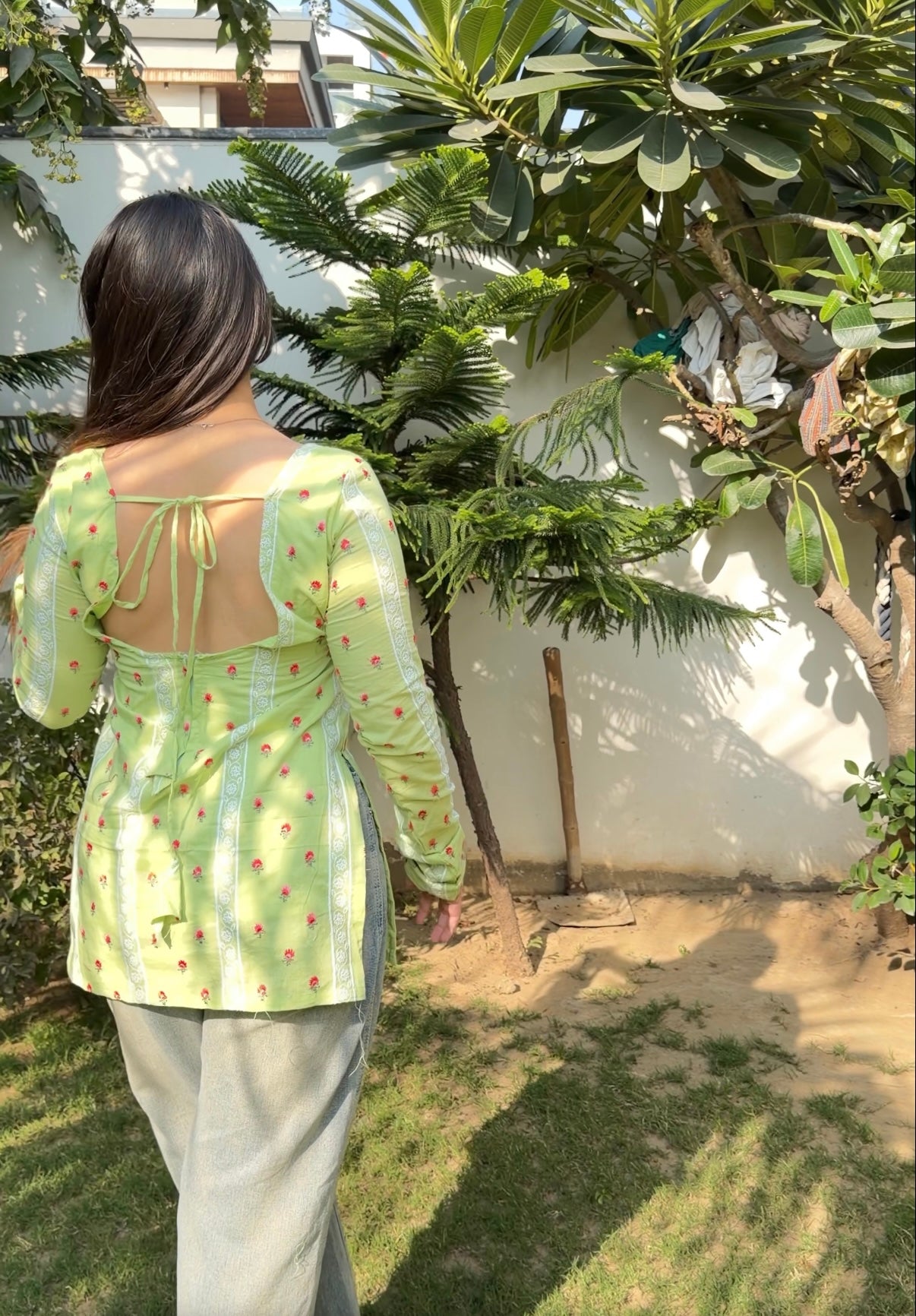 Ree Embroidered Backless Short Kurti