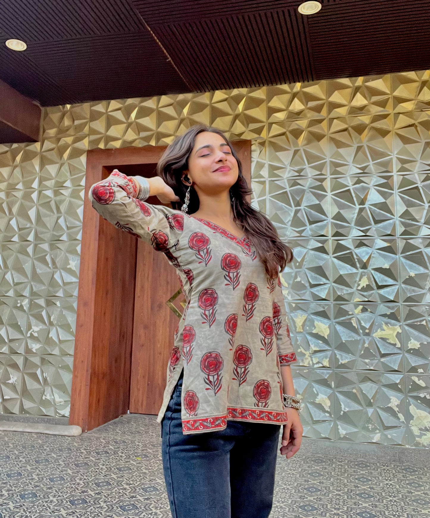 Greyish Straight Short Kurti