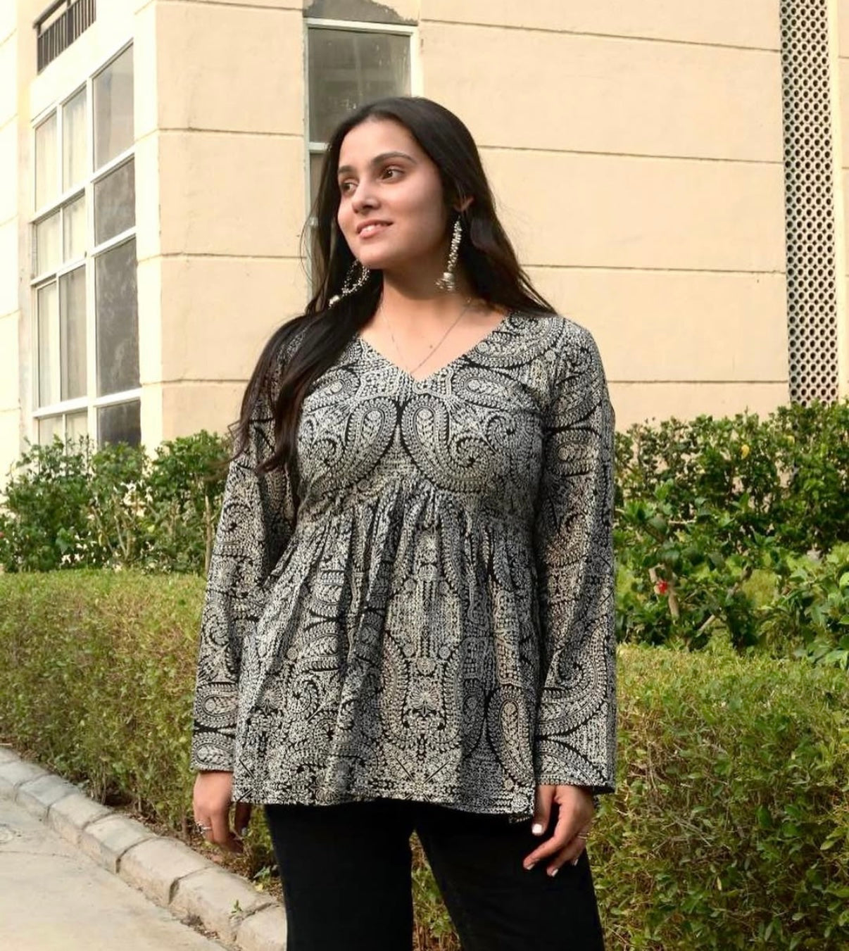 Black Paisley Short Kurti top