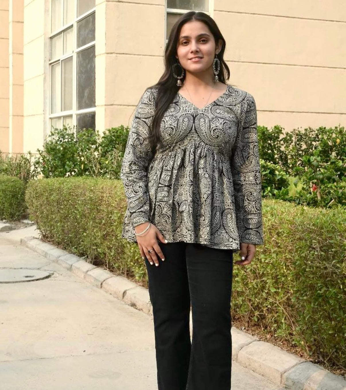 Black Paisley Short Kurti top
