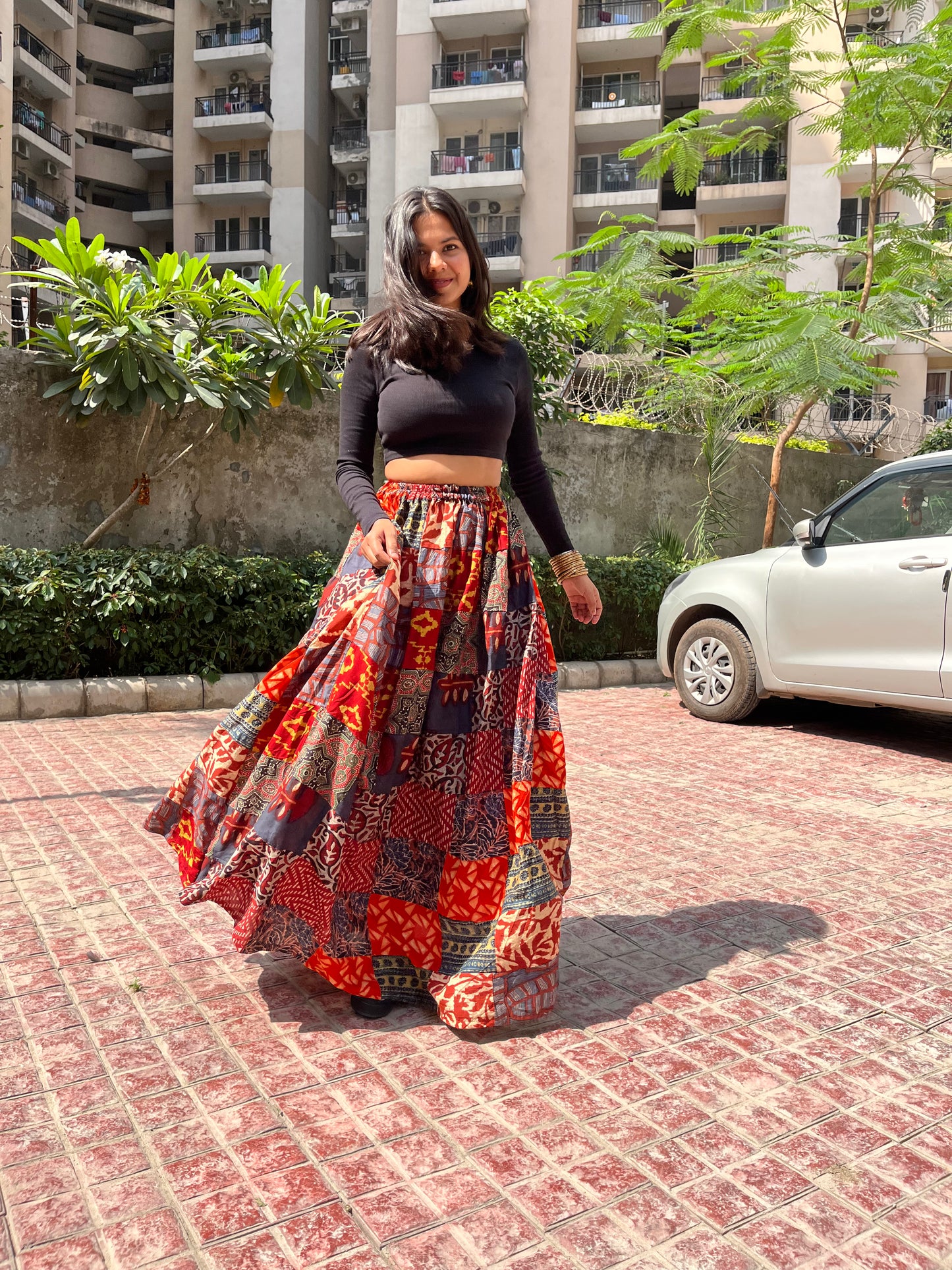 Patchwork Long Skirt