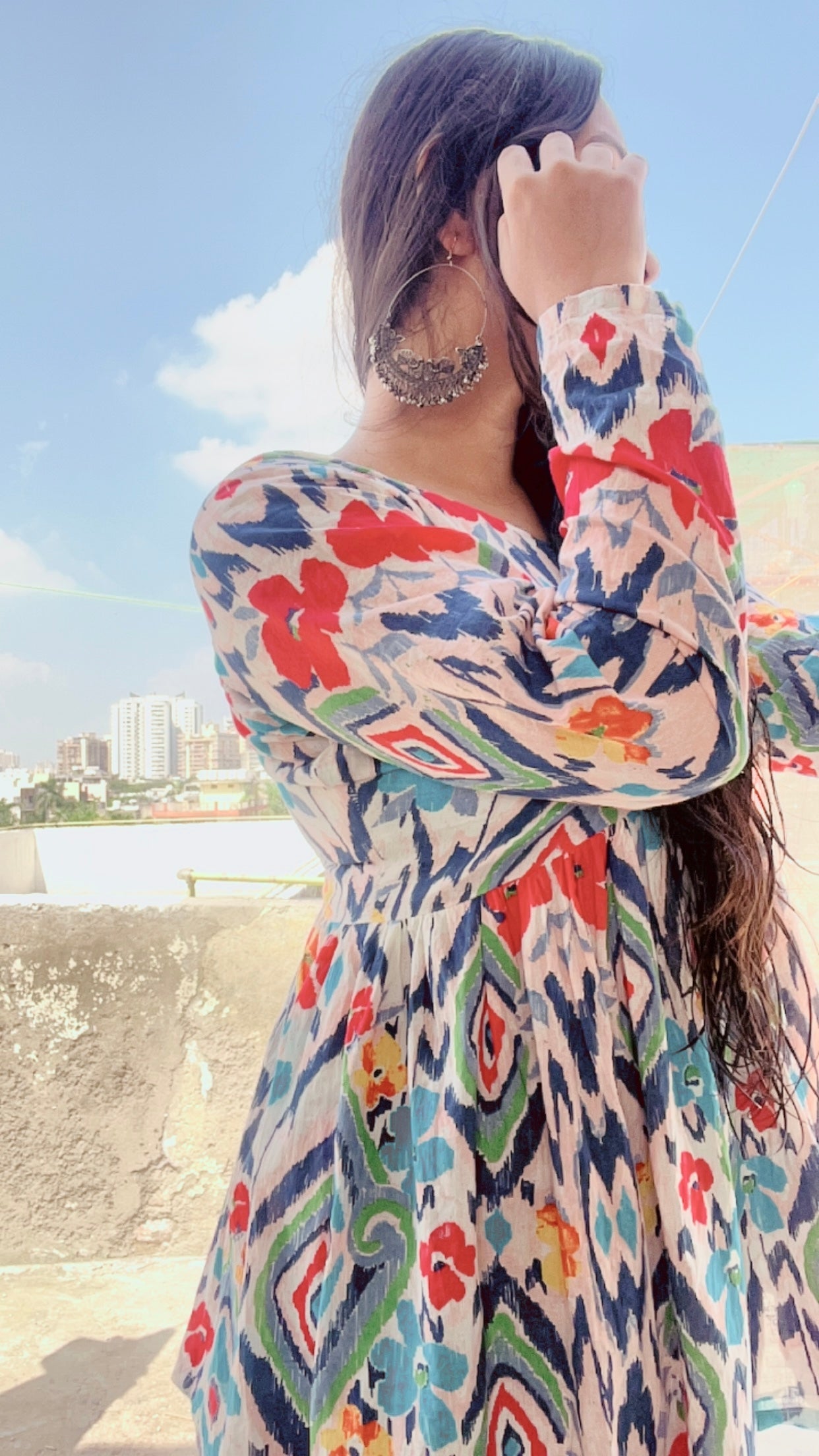 White Floral Short Kurti Top
