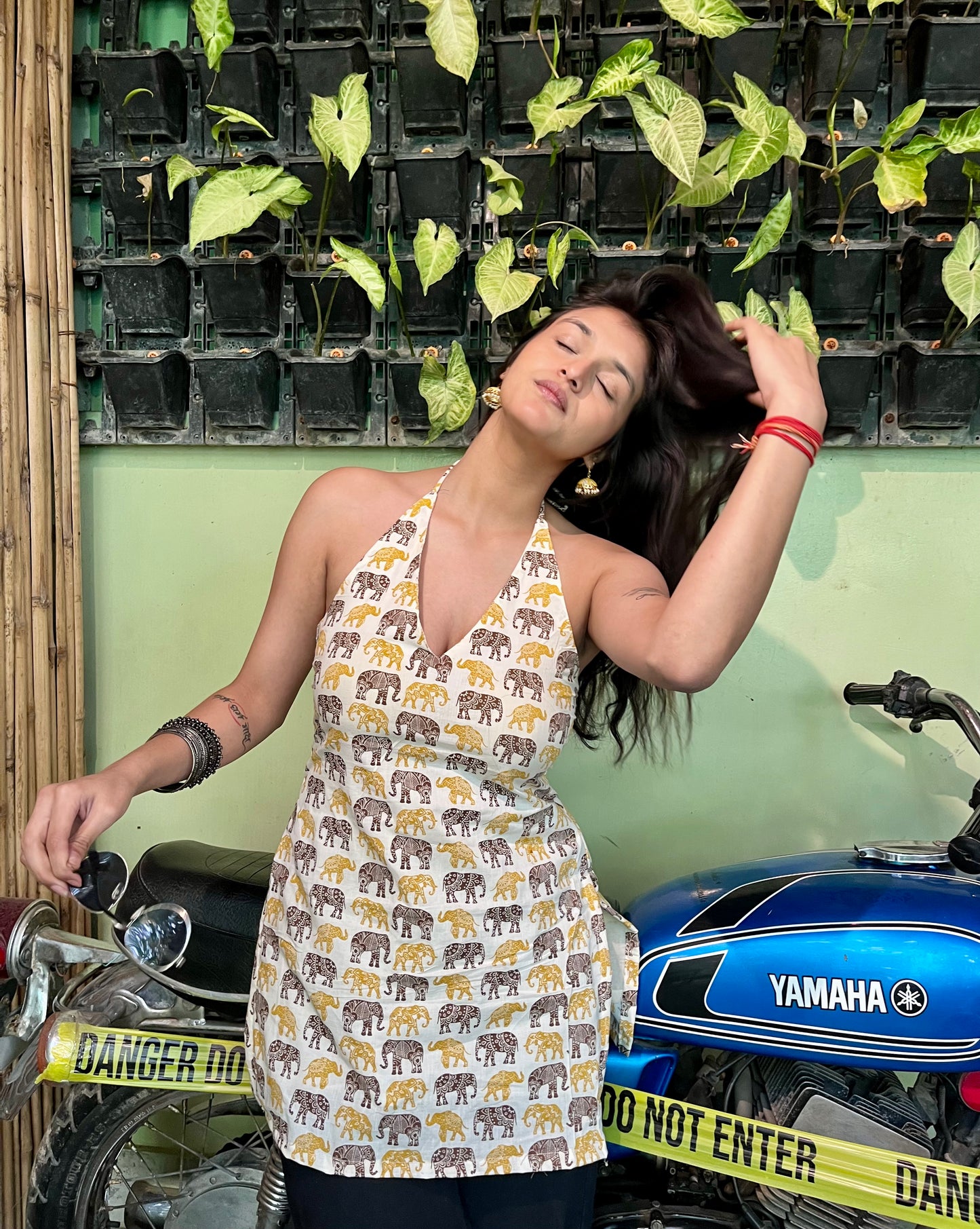 Elevea Halter Neck Backless Kurti