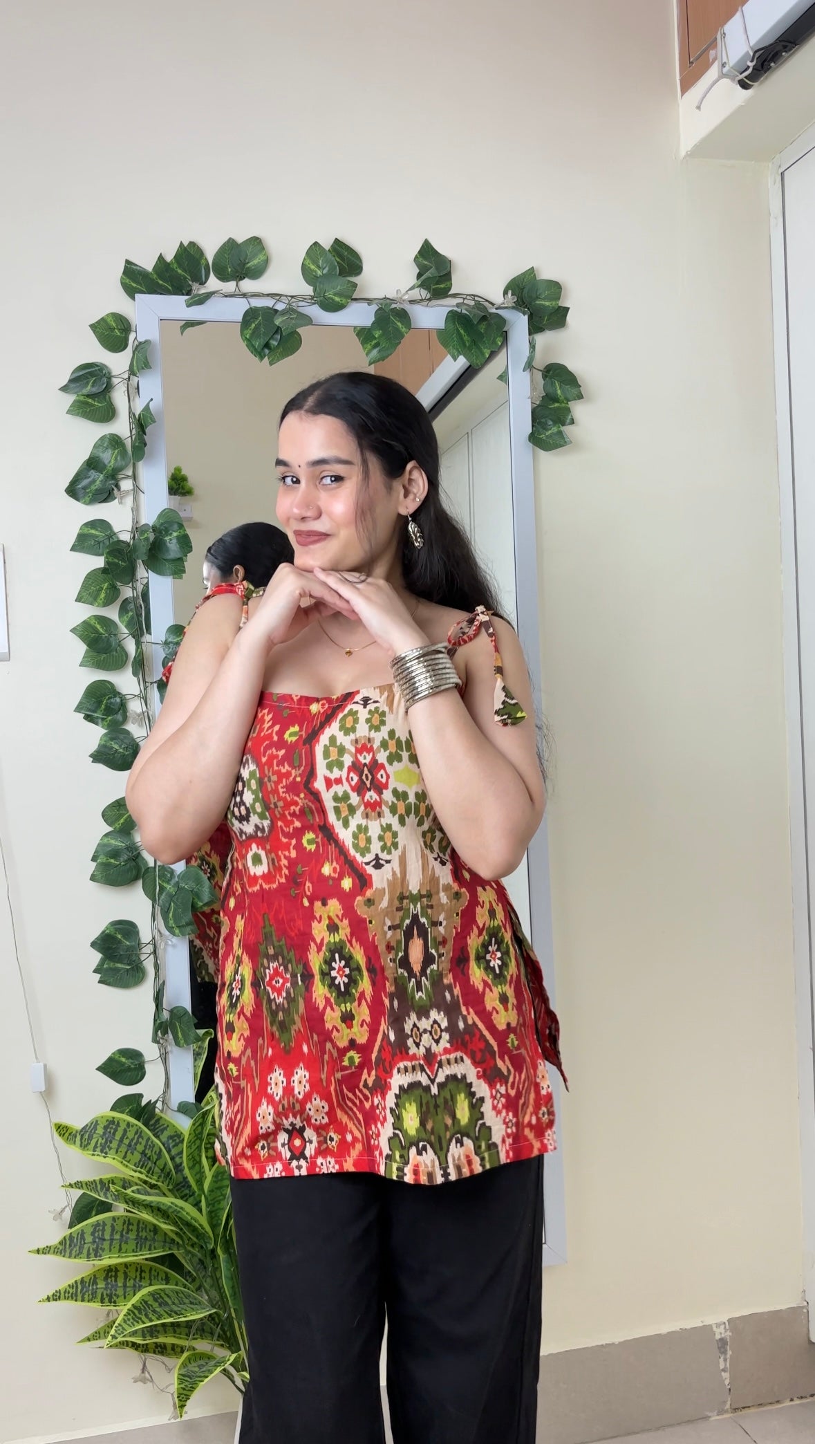 Bhel Puri Self Tie Straight Short Kurti