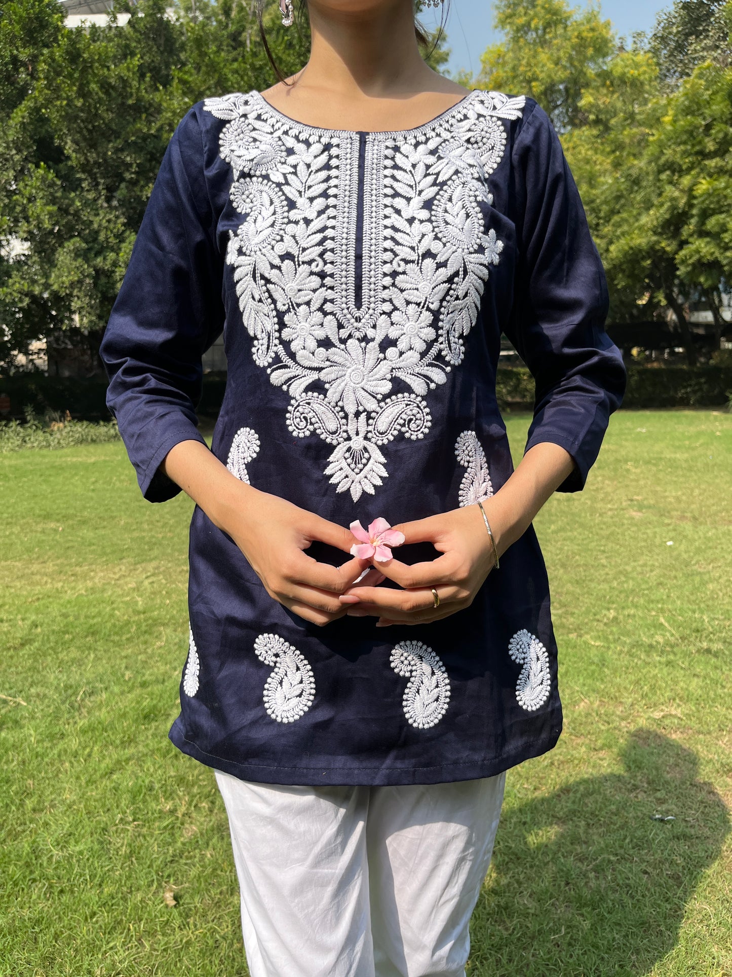 Navy Blue Chikankari Kurti