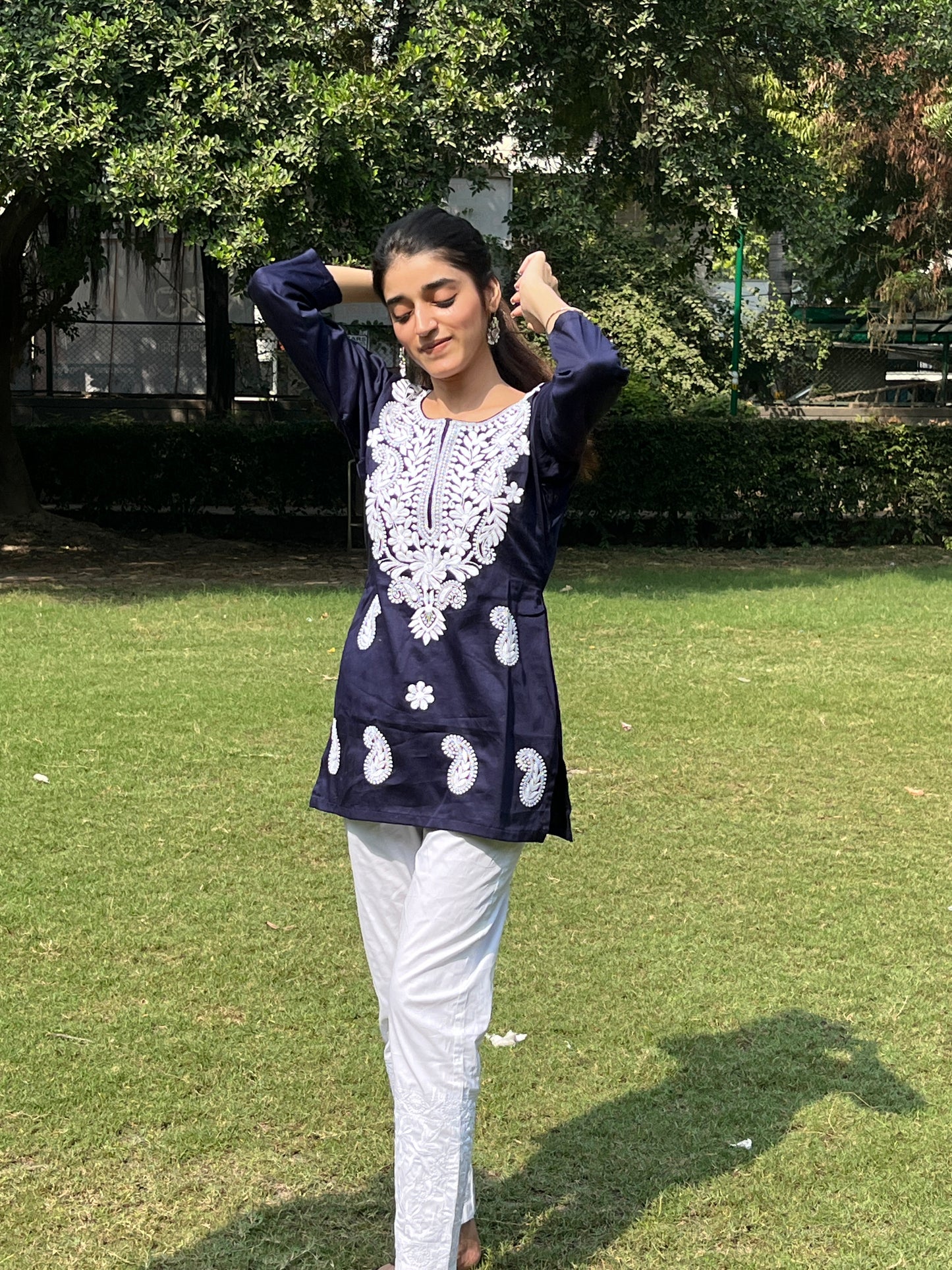 Navy Blue Chikankari Kurti