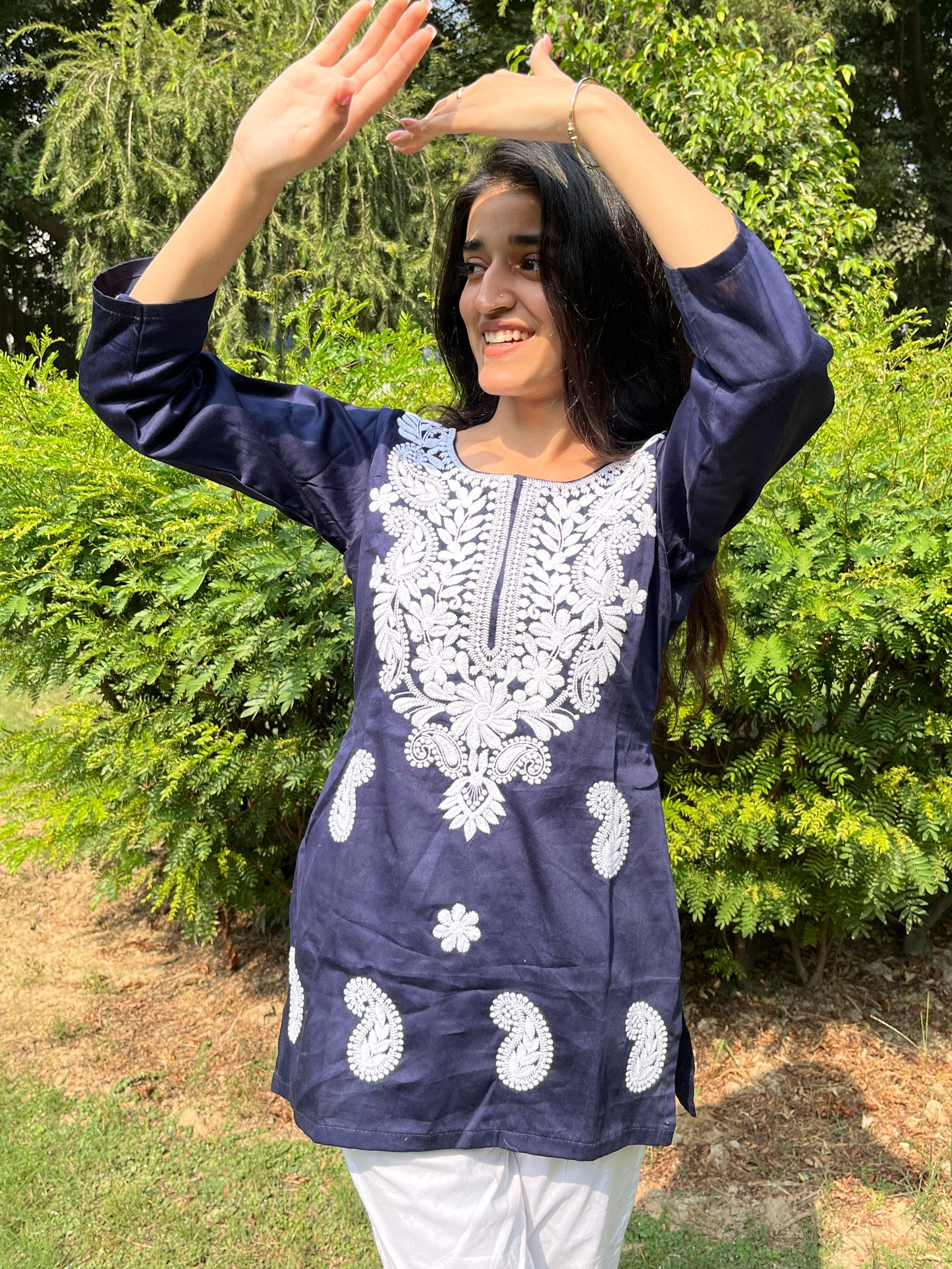 Navy Blue Chikankari Kurti