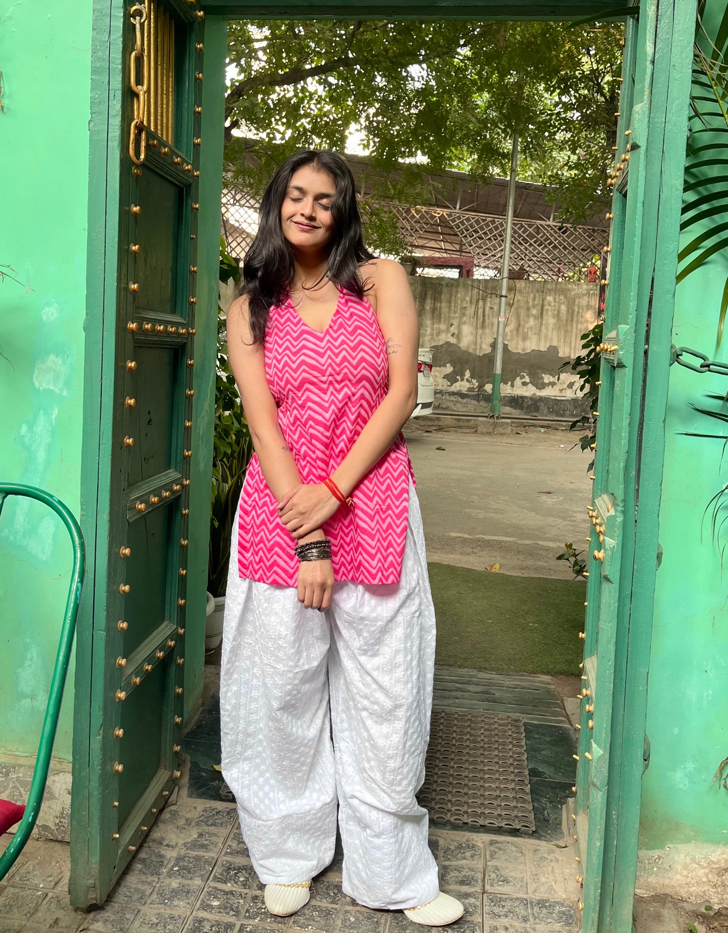 Pardesi Backless Halter Neck Kurti