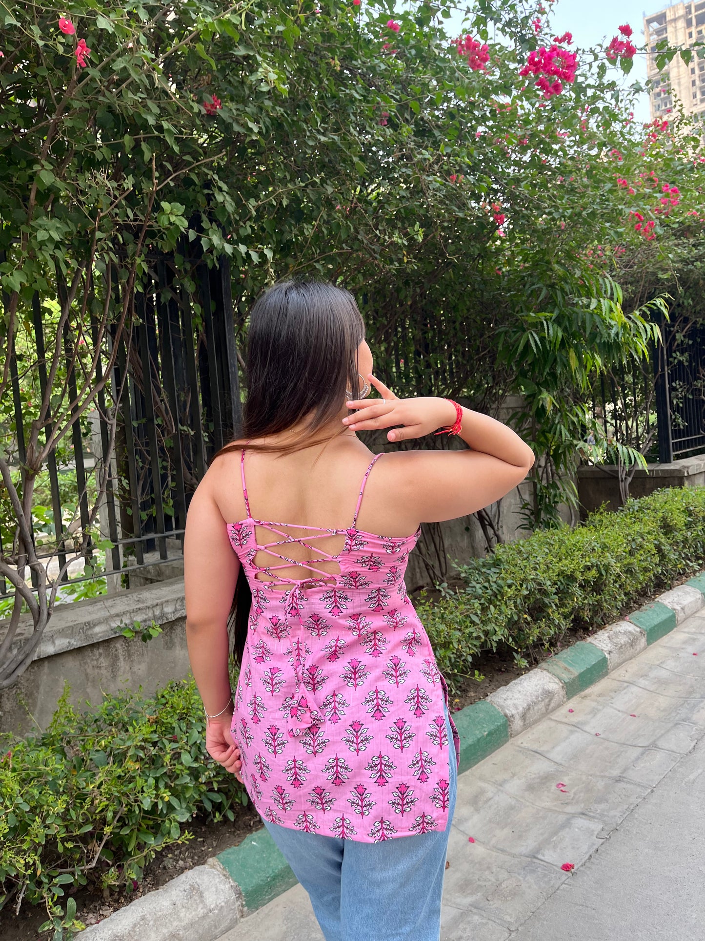 Tulip Noodle Strap Straight Short Kurti