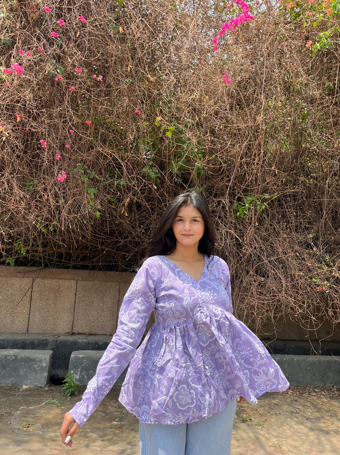 Hazel Lilac Peeplum Short Kurti