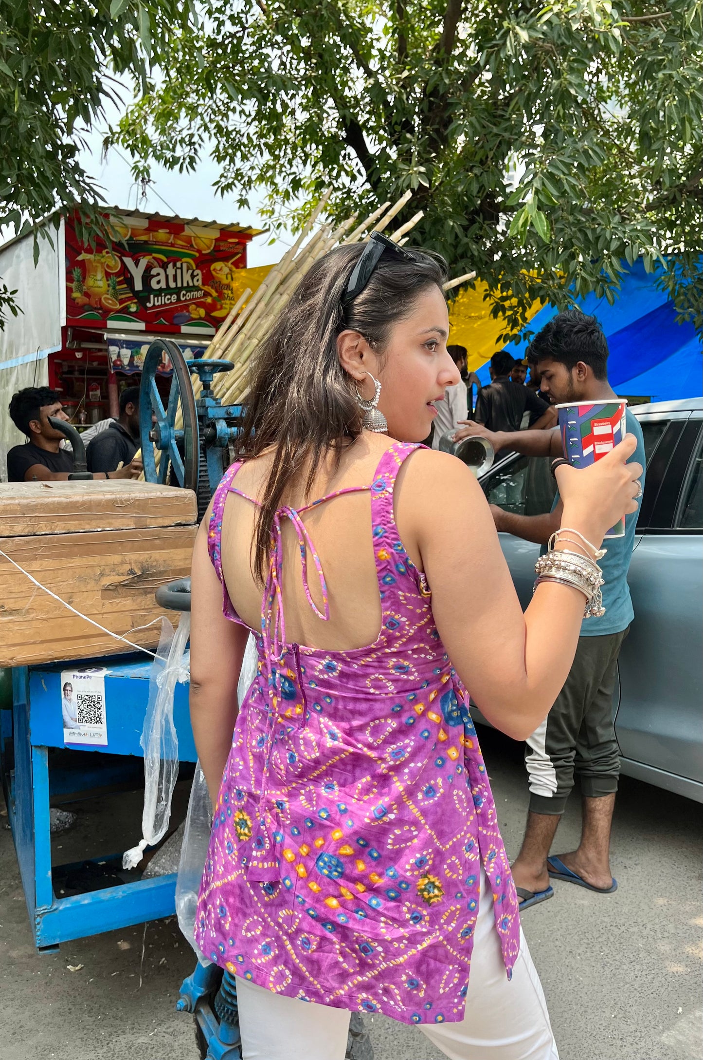 Jamun Backless Straight Short Kurti