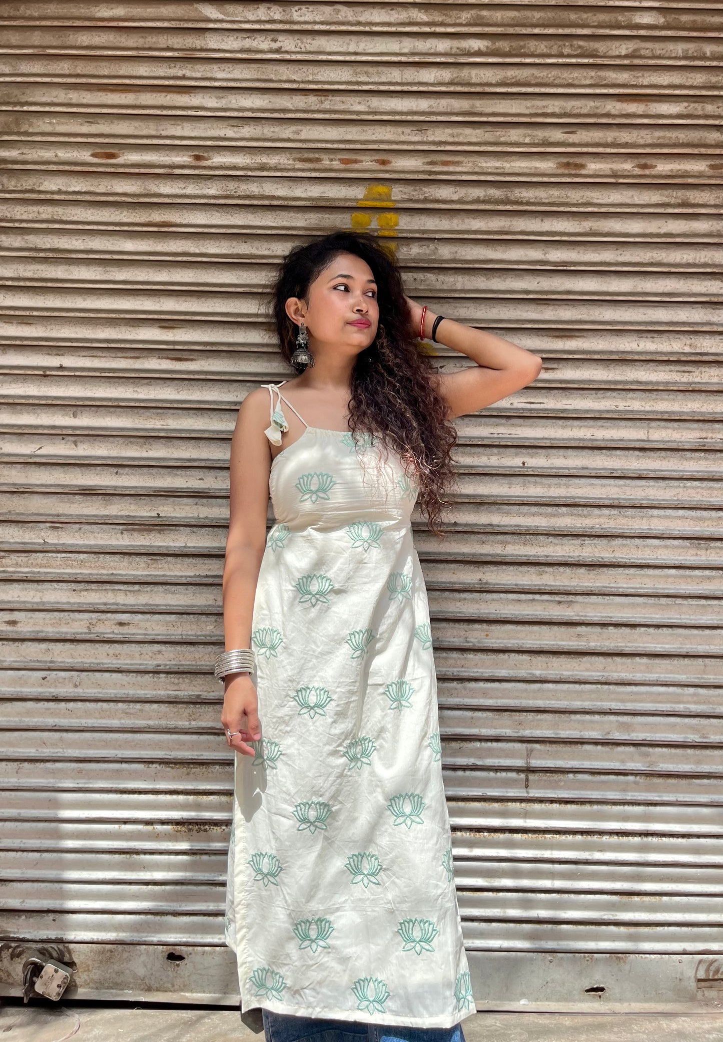 Palak Patta Tie-Up Straps Long Kurti
