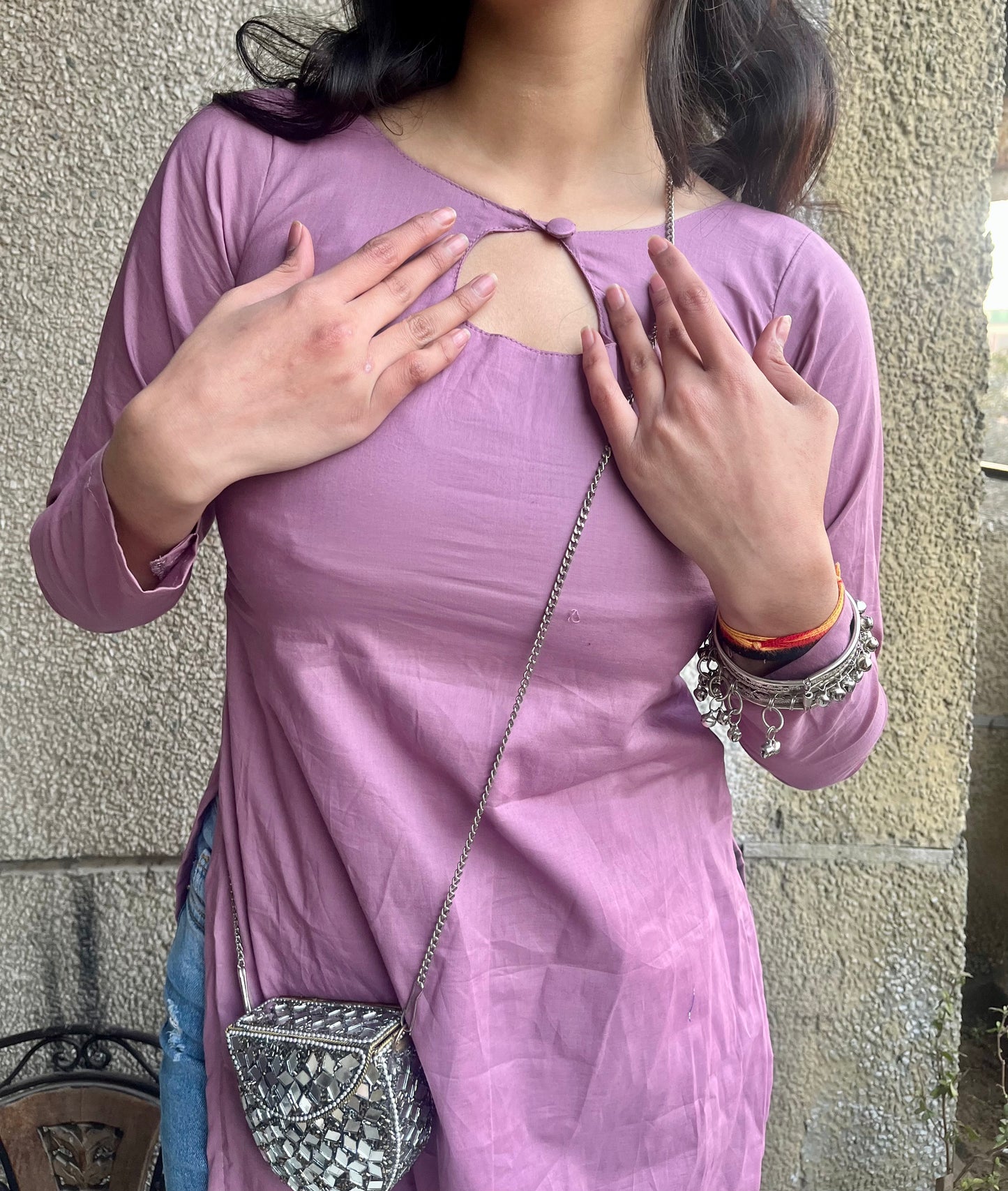 Solid Mauve Long Kurti