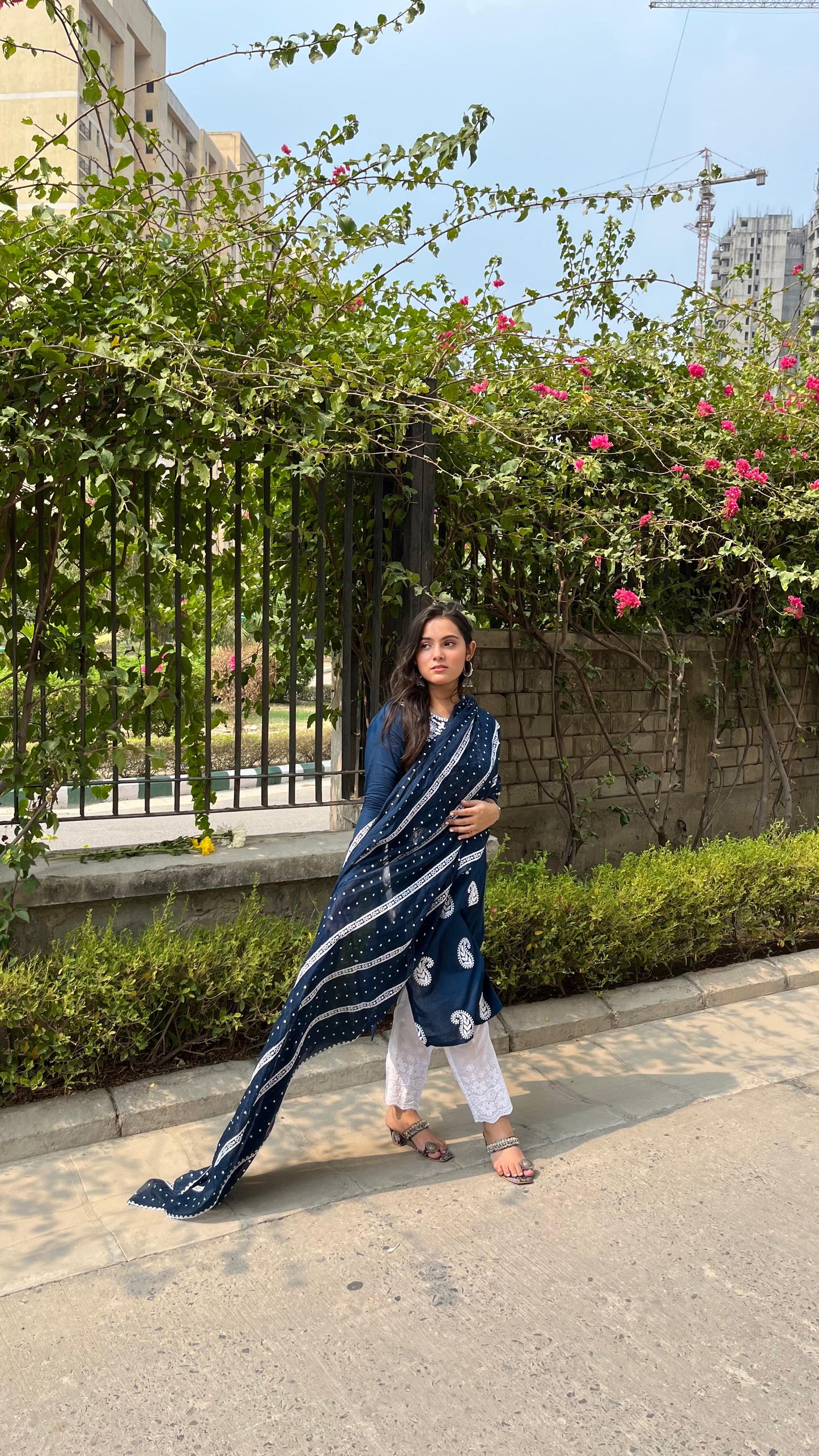 Blue Chikankari Kurti Set