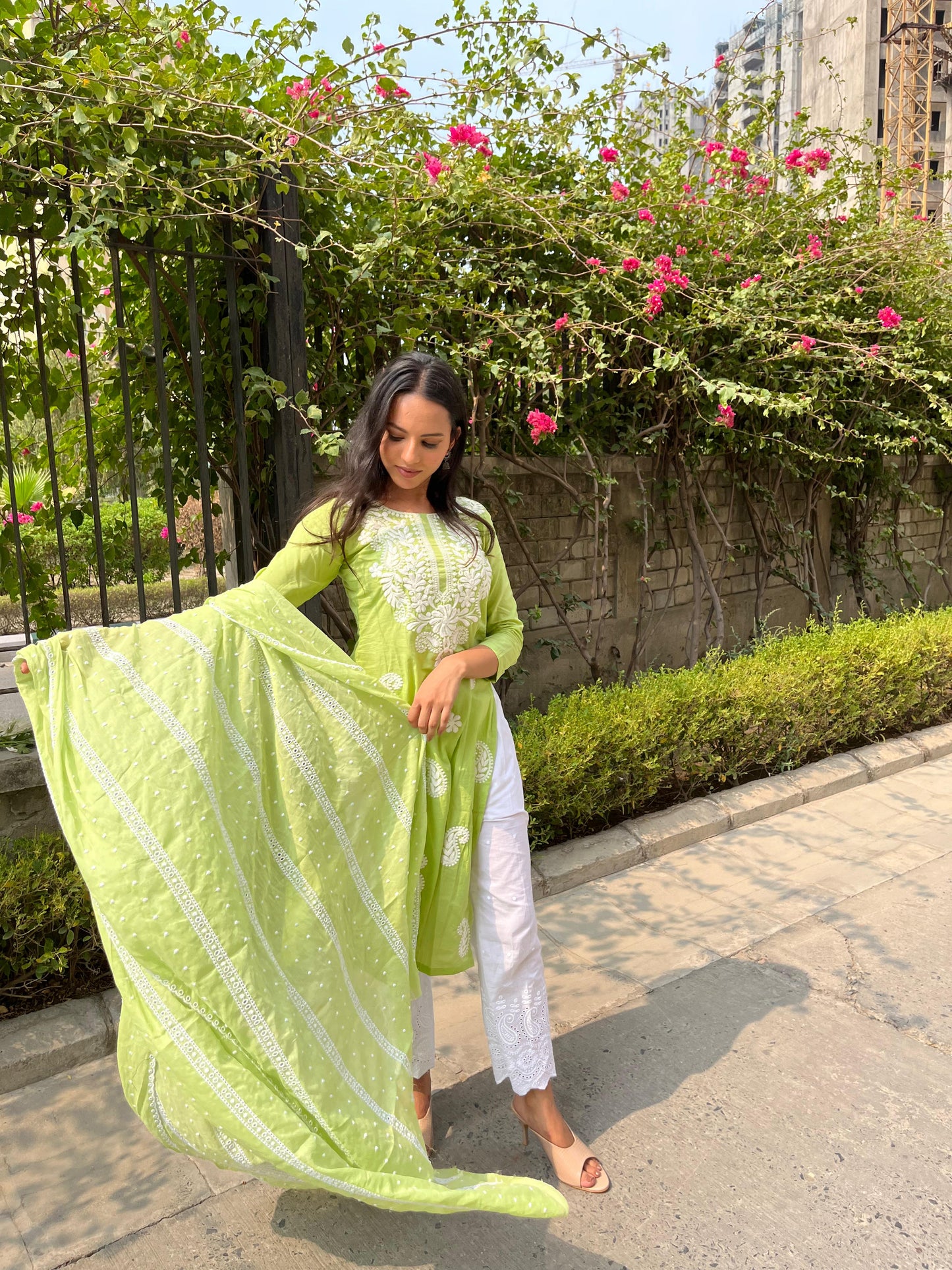 Light Green Chikankari Kurti set
