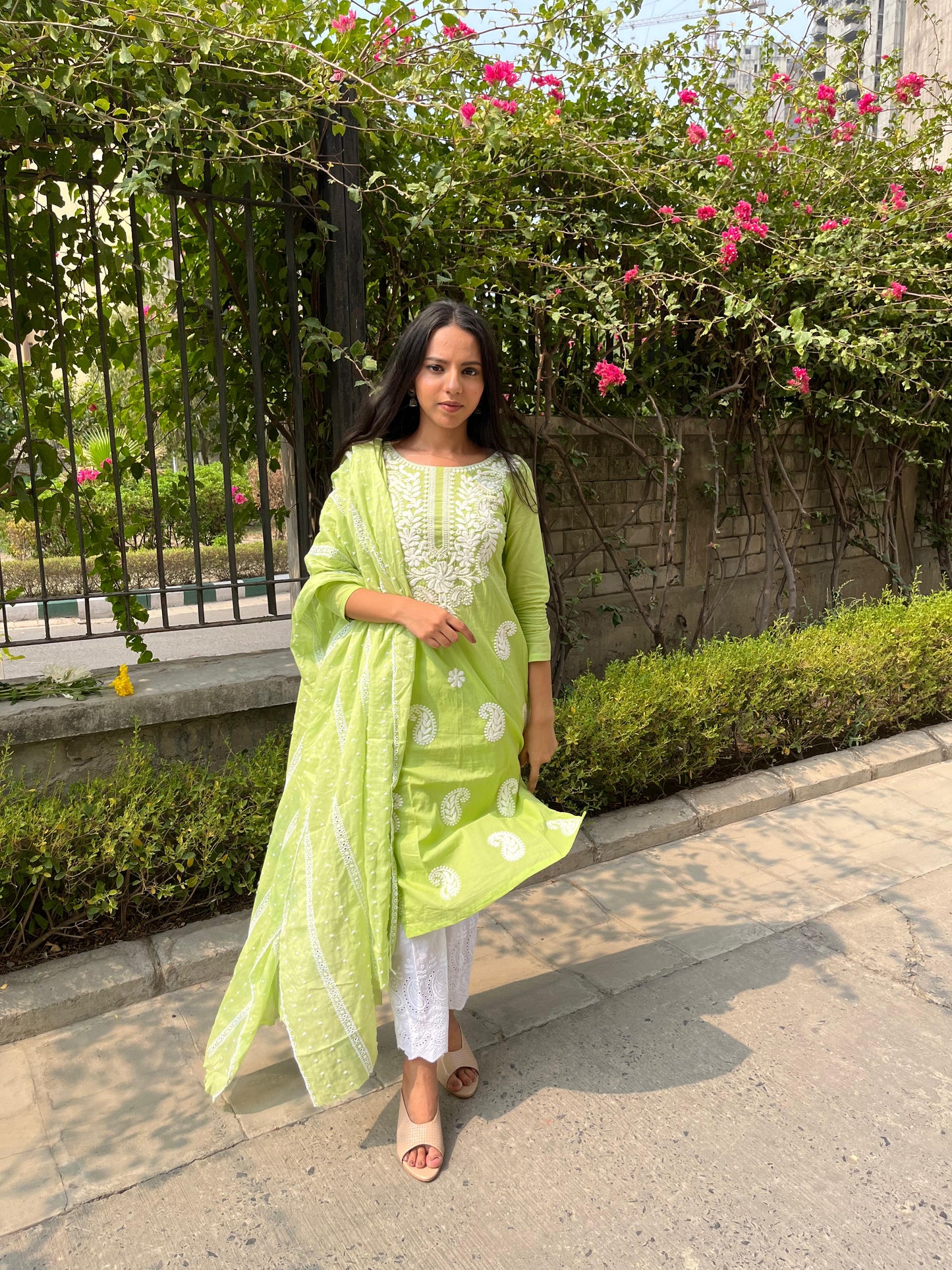 Light Green Chikankari Kurti set
