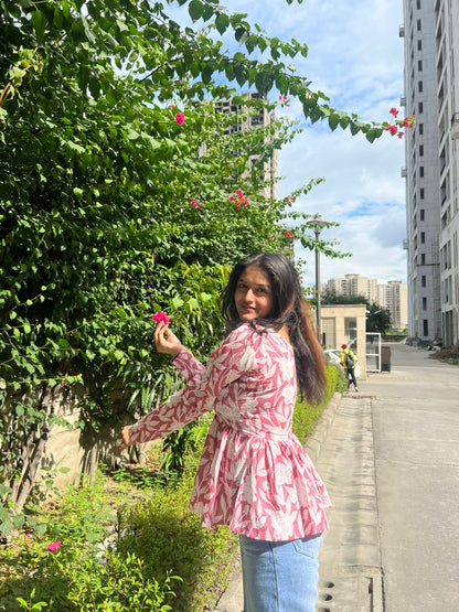 Pink Bloom Short Kurti Top