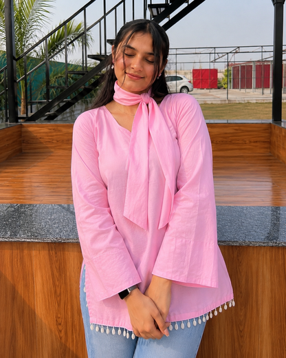 Cutesy Straight Short Kurti ( with neck band )