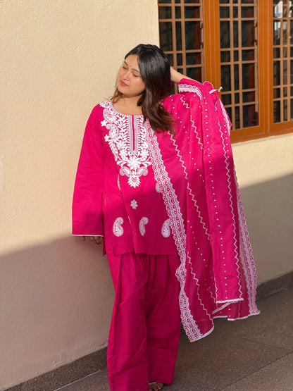 Pink Chikankari Set