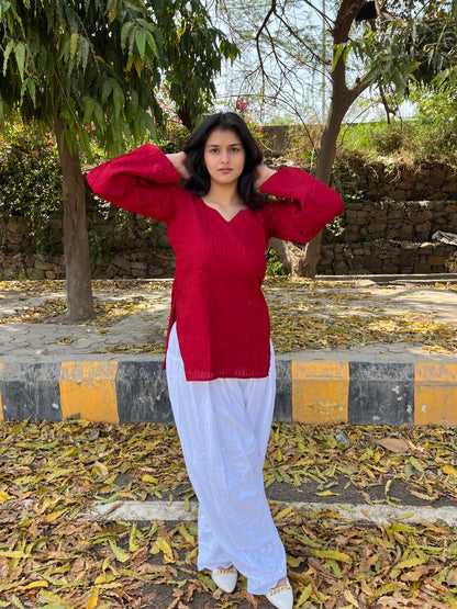 Maroon pintex Farshi Salwar Set