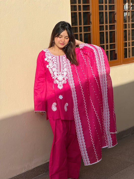 Pink Chikankari Set