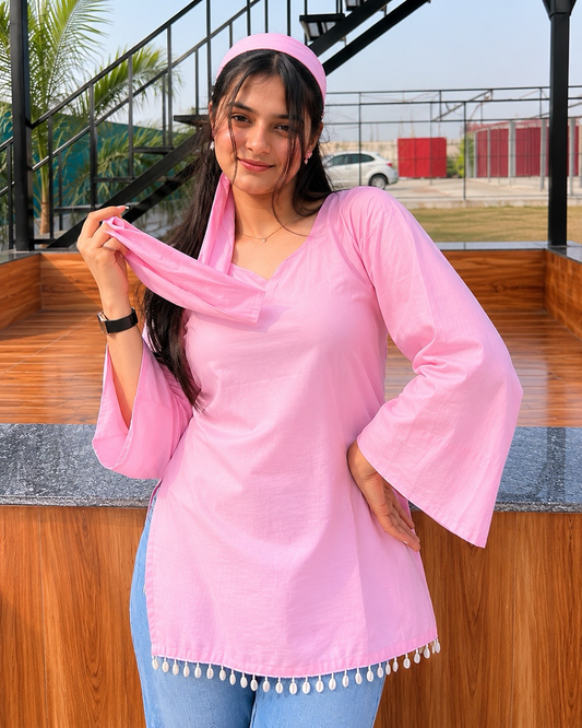 Cutesy Straight Short Kurti ( with neck band )