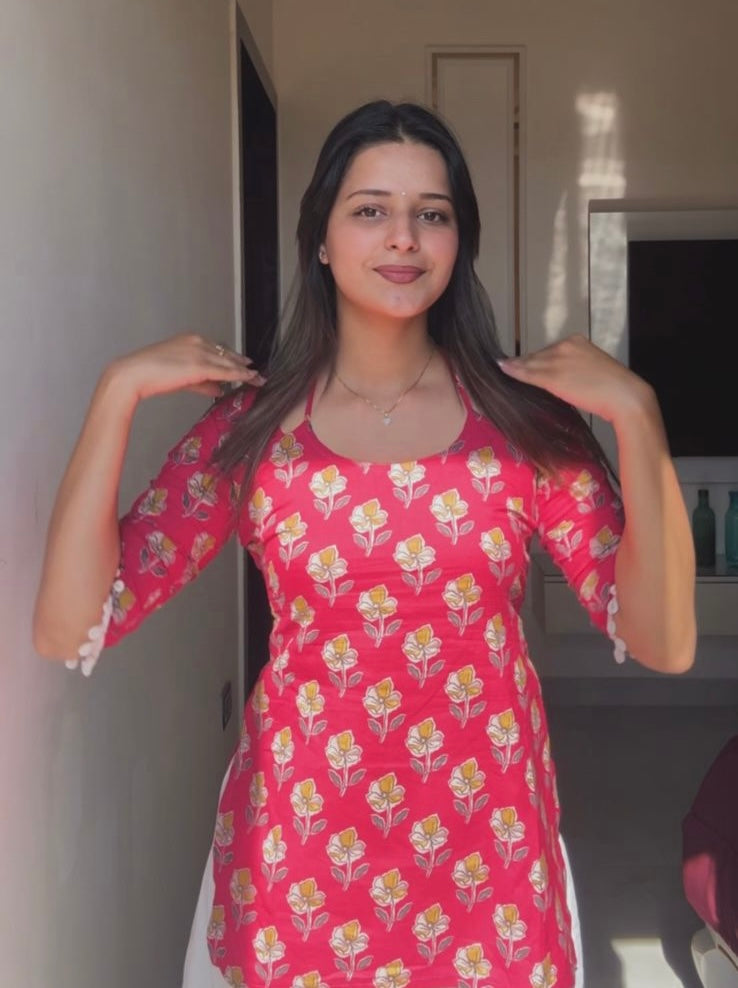 Pinkveda Corset Back Short Kurti