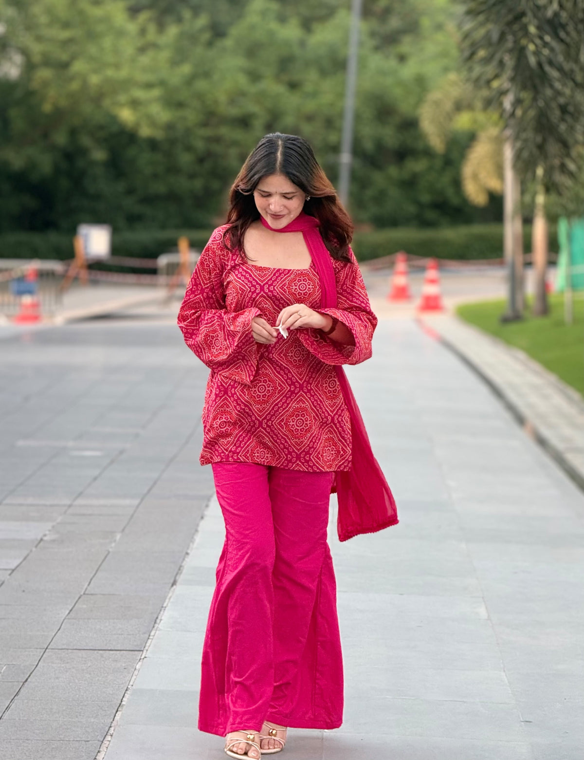 Bandhej Banno Bell Bottom Suit